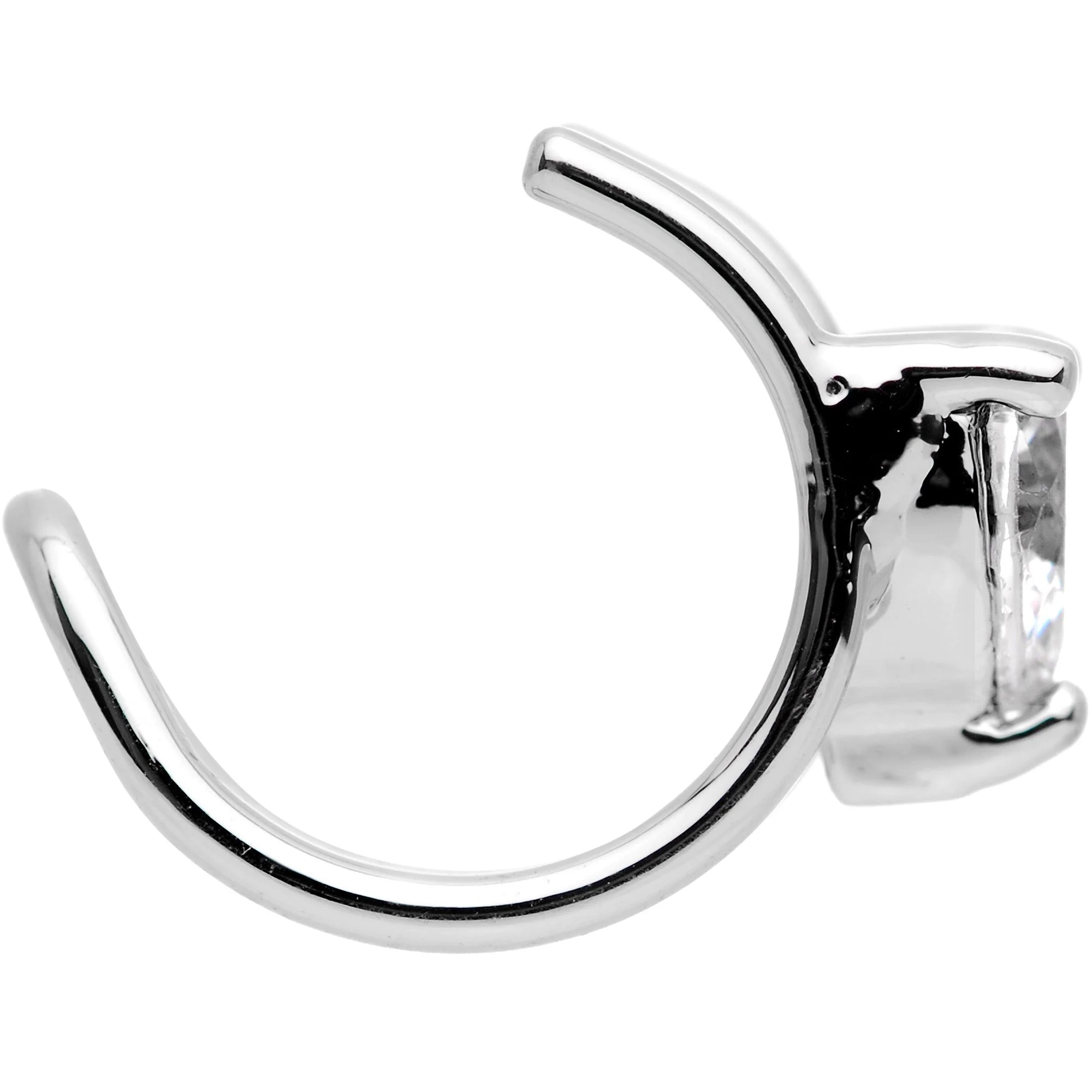 Clear CZ Gem Royal Heart Bling Non Pierced Ear Cuff - Image 3