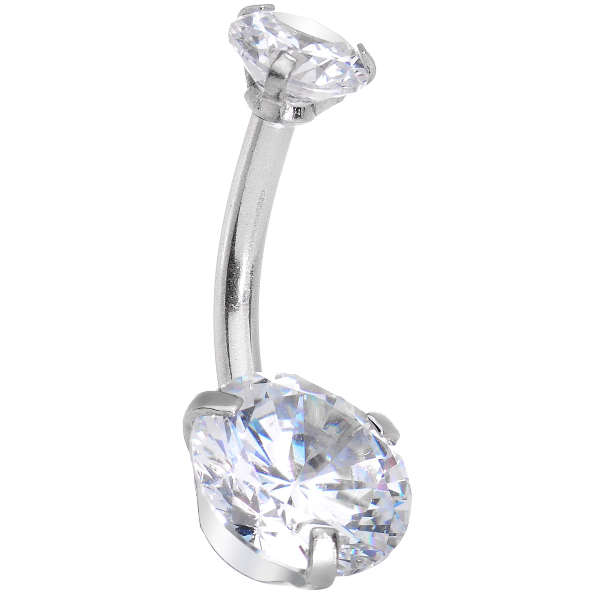 Clear CZ Gem Sassy Sparkle Butterfly Dangle Belly Ring - Image 2