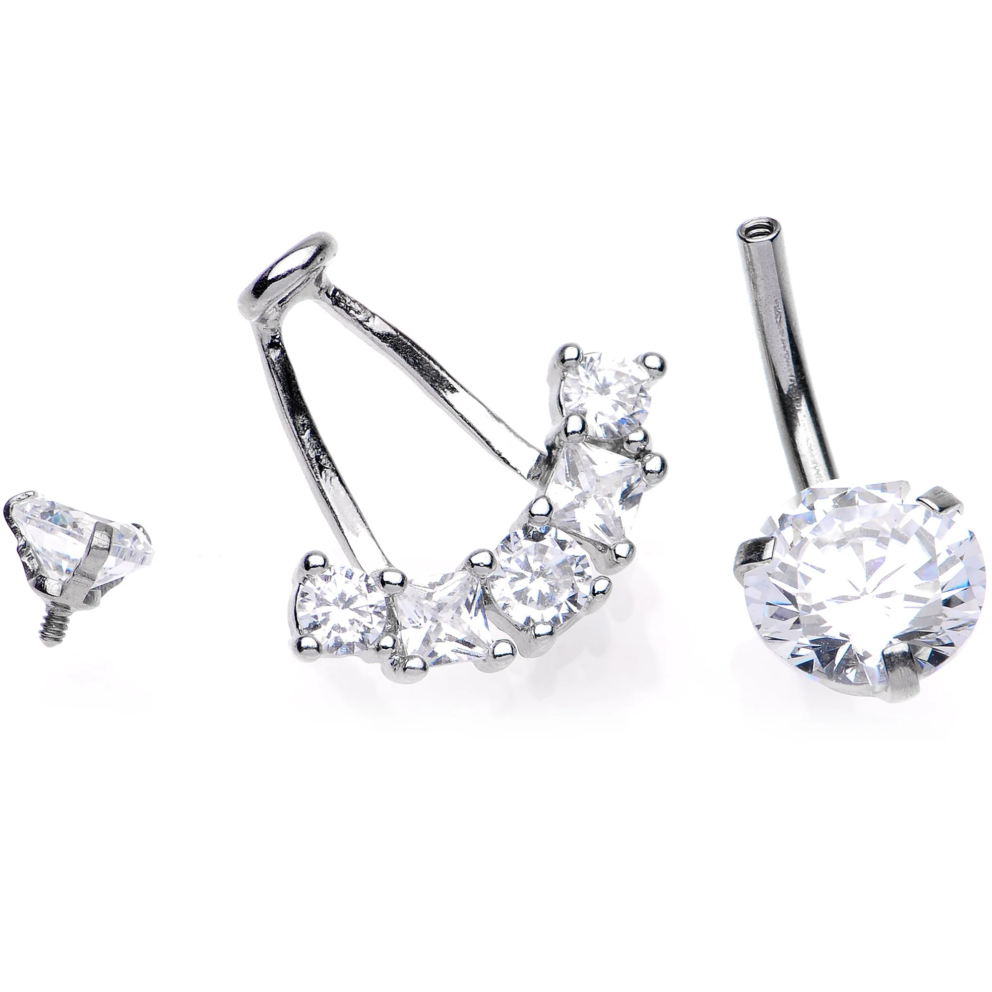 Clear CZ Gem Sassy Sparkle Butterfly Dangle Belly Ring - Image 3