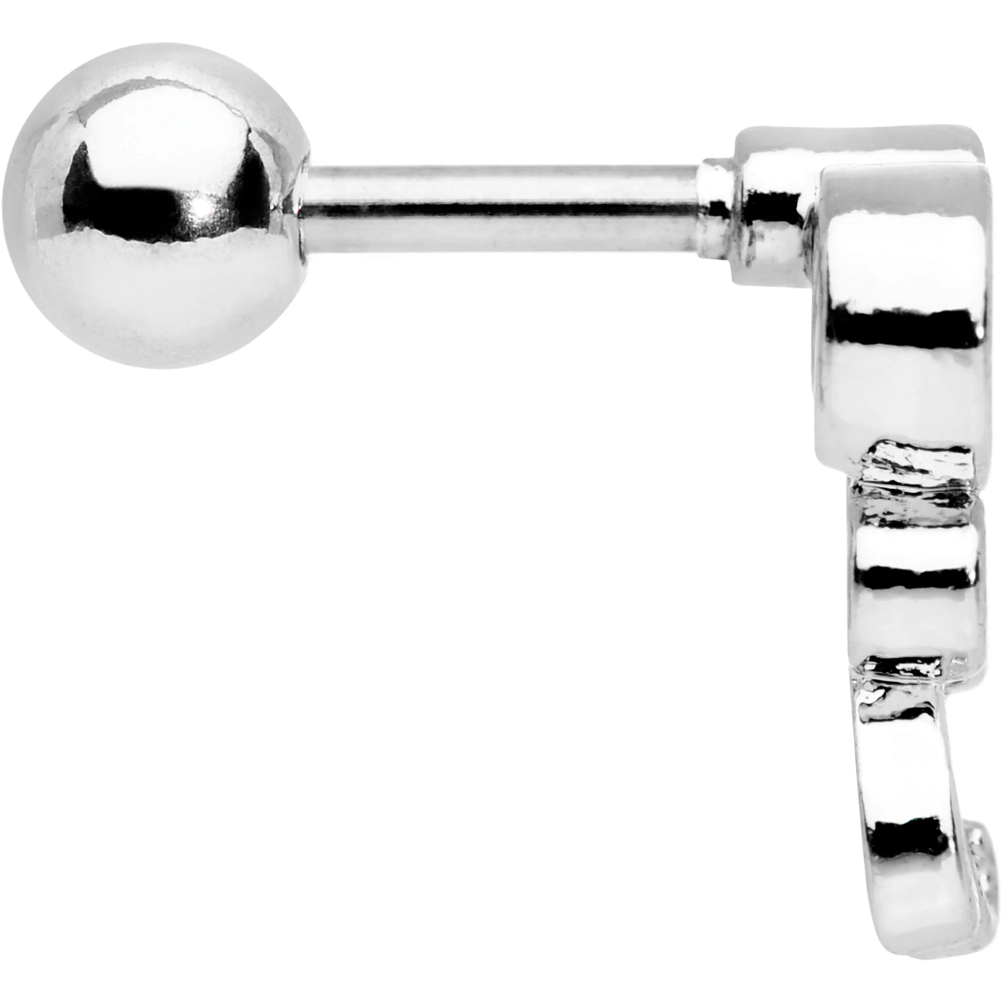 Clear CZ Gem Sassy Swirl Cartilage Tragus Earring - Image 3