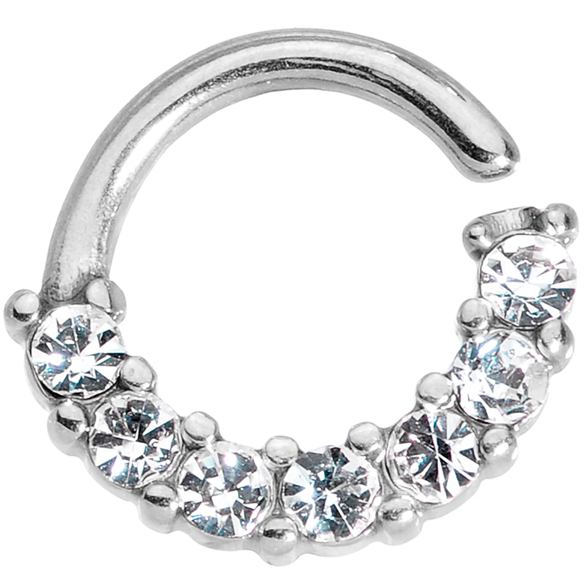 Clear CZ Gem Segment Ring Cartilage Industrial Set of 3 - Image 4