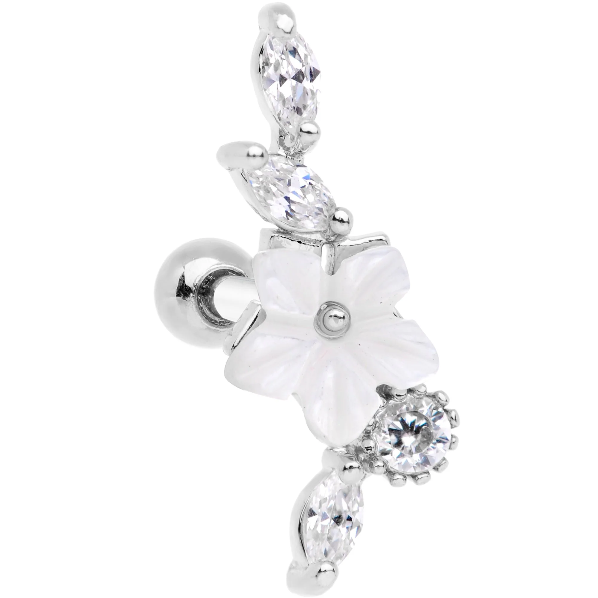 Clear CZ Gem Snowflake Cascade Cartilage Tragus Earring - Image 2