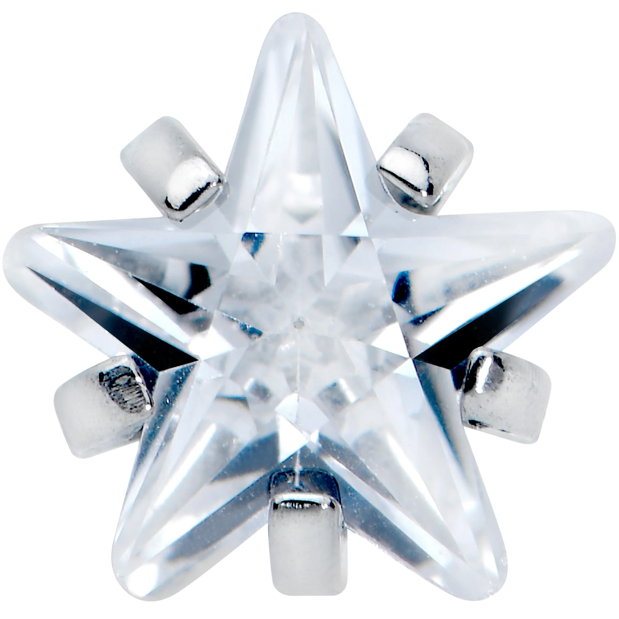 Clear CZ Gem Star Barbell Tongue Ring - Image 2