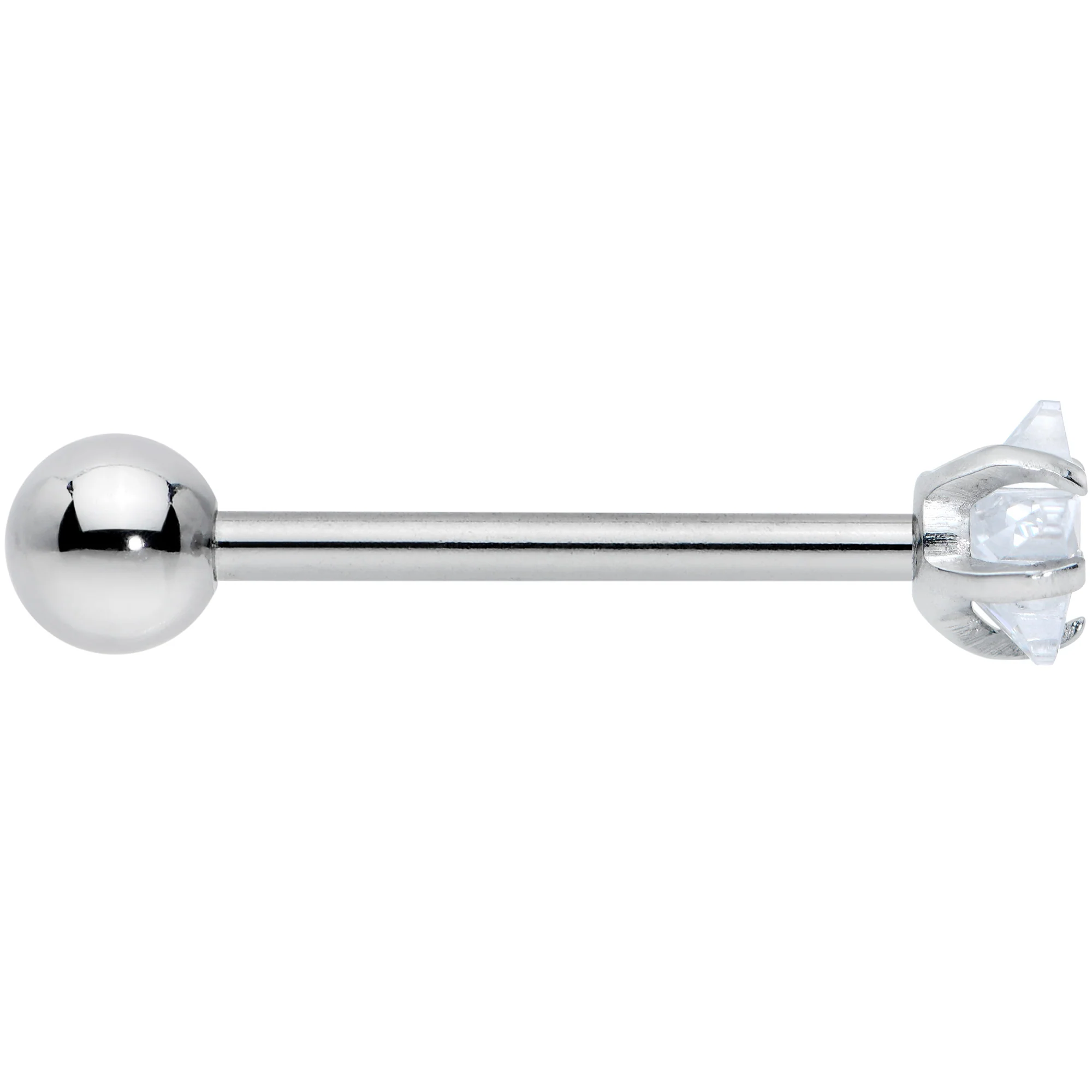 Clear CZ Gem Star Barbell Tongue Ring - Image 3