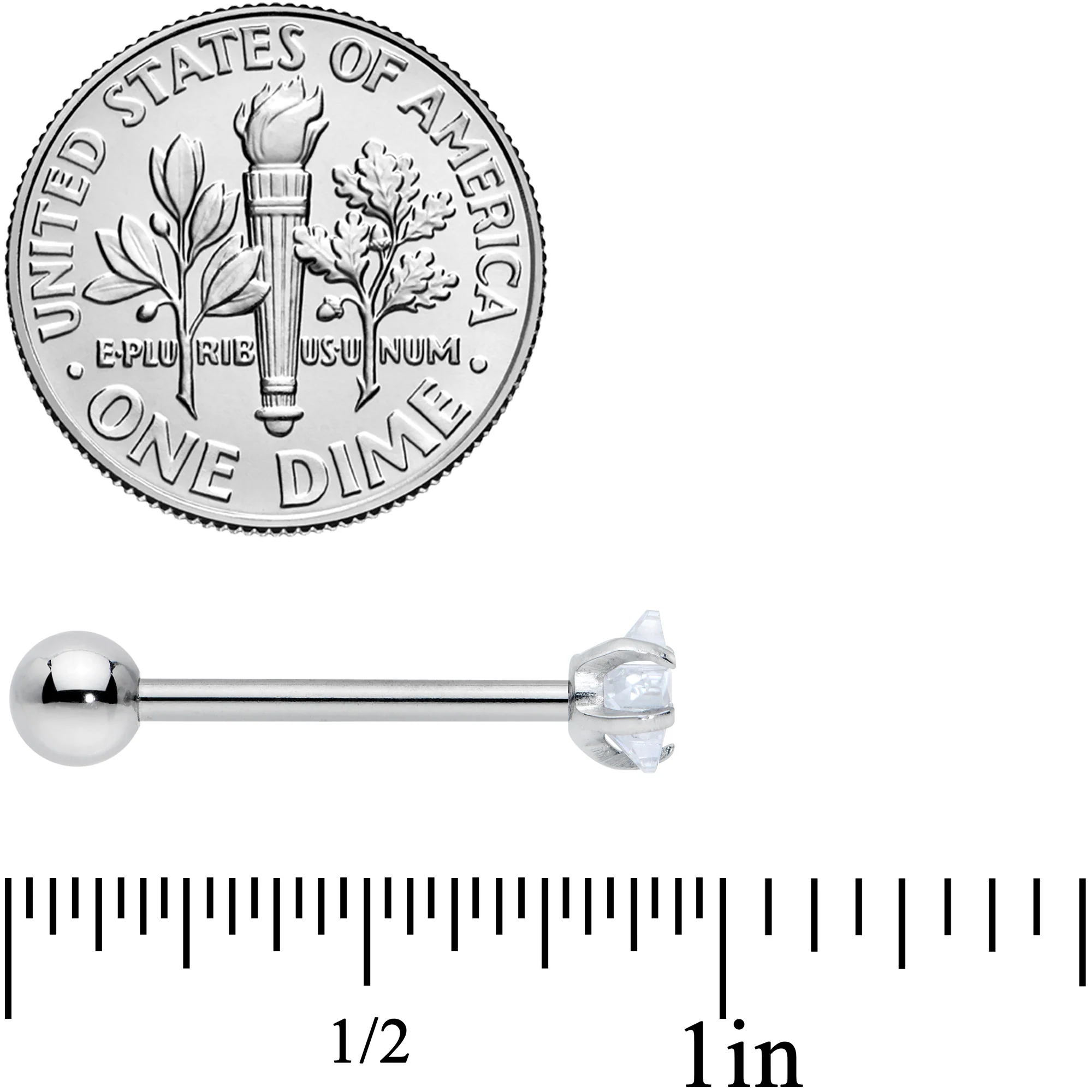 Clear CZ Gem Star Barbell Tongue Ring - Image 4