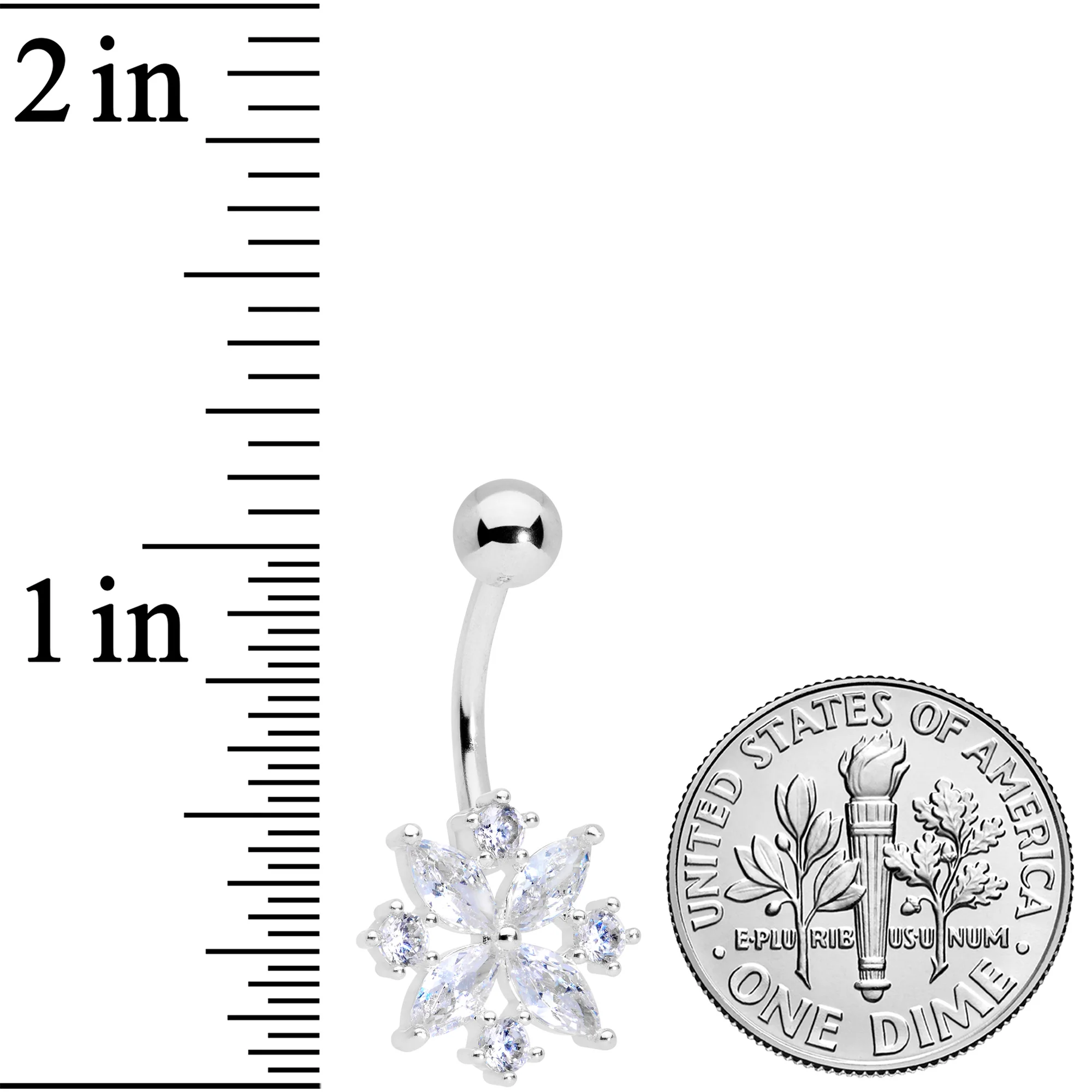 Clear CZ Gem Star Burst Belly Ring - Image 2