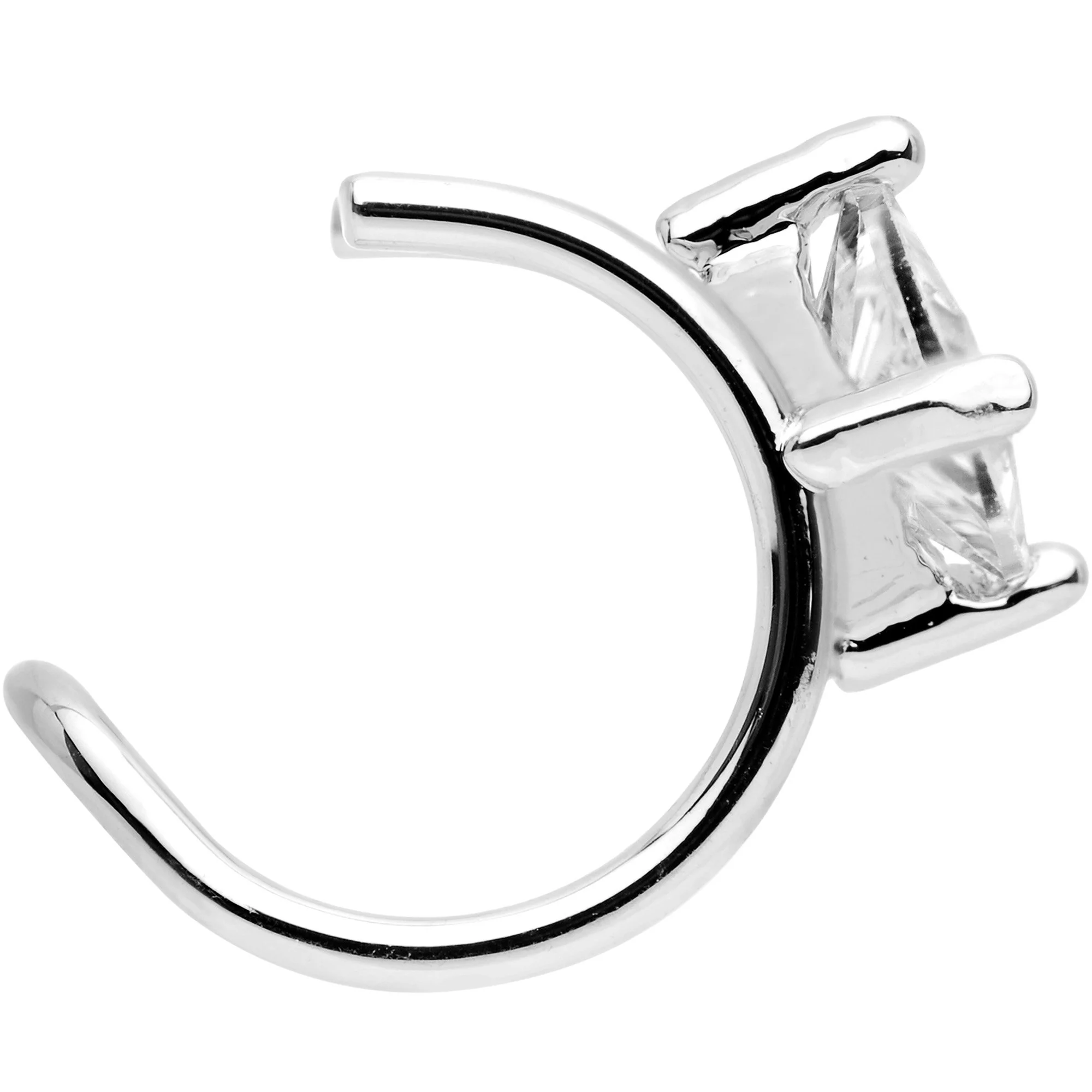 Clear CZ Gem Triangle Bling Non Pierced Ear Cuff - Image 3
