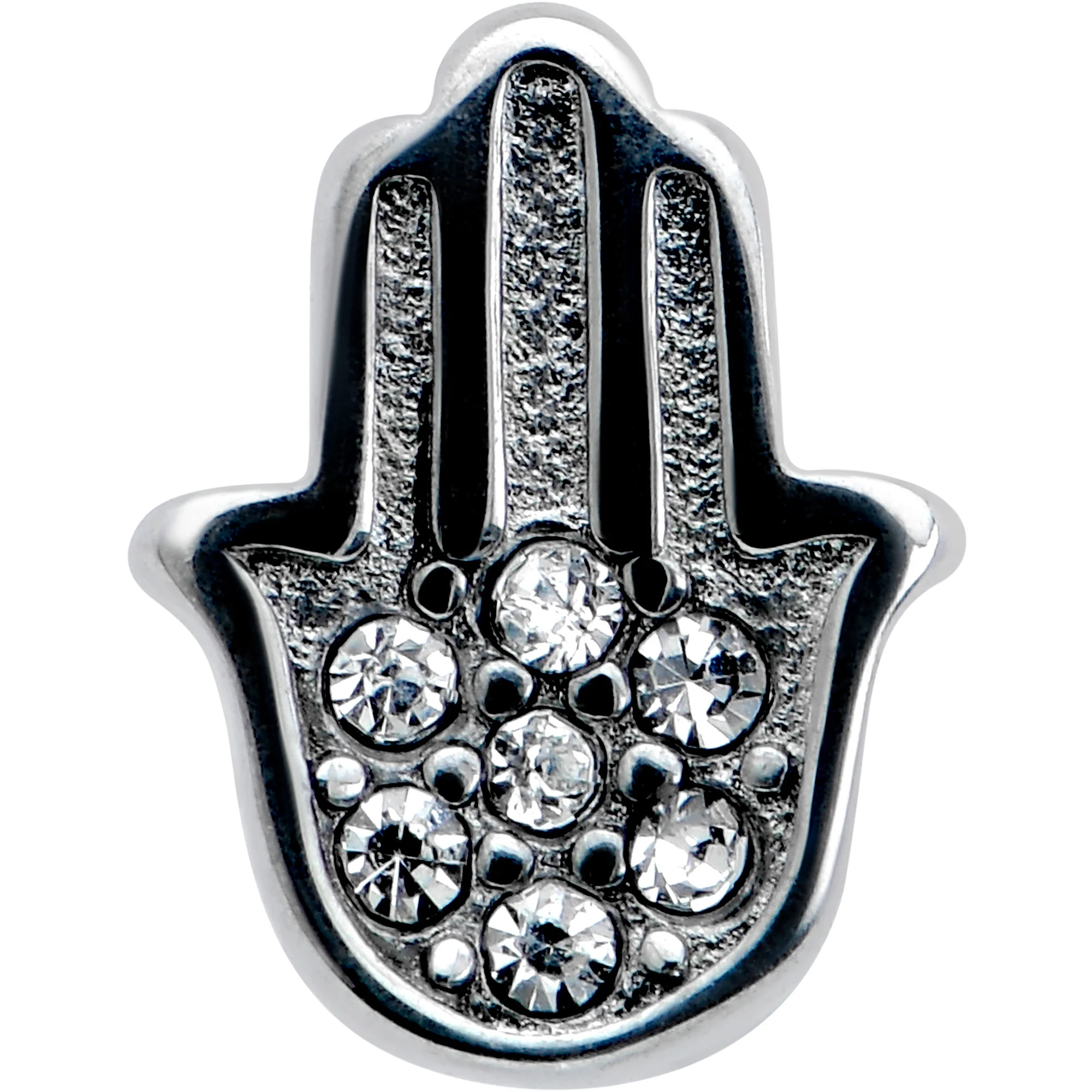Clear CZ Gem Understated Hamsa Hand Barbell Tongue Ring - Image 2