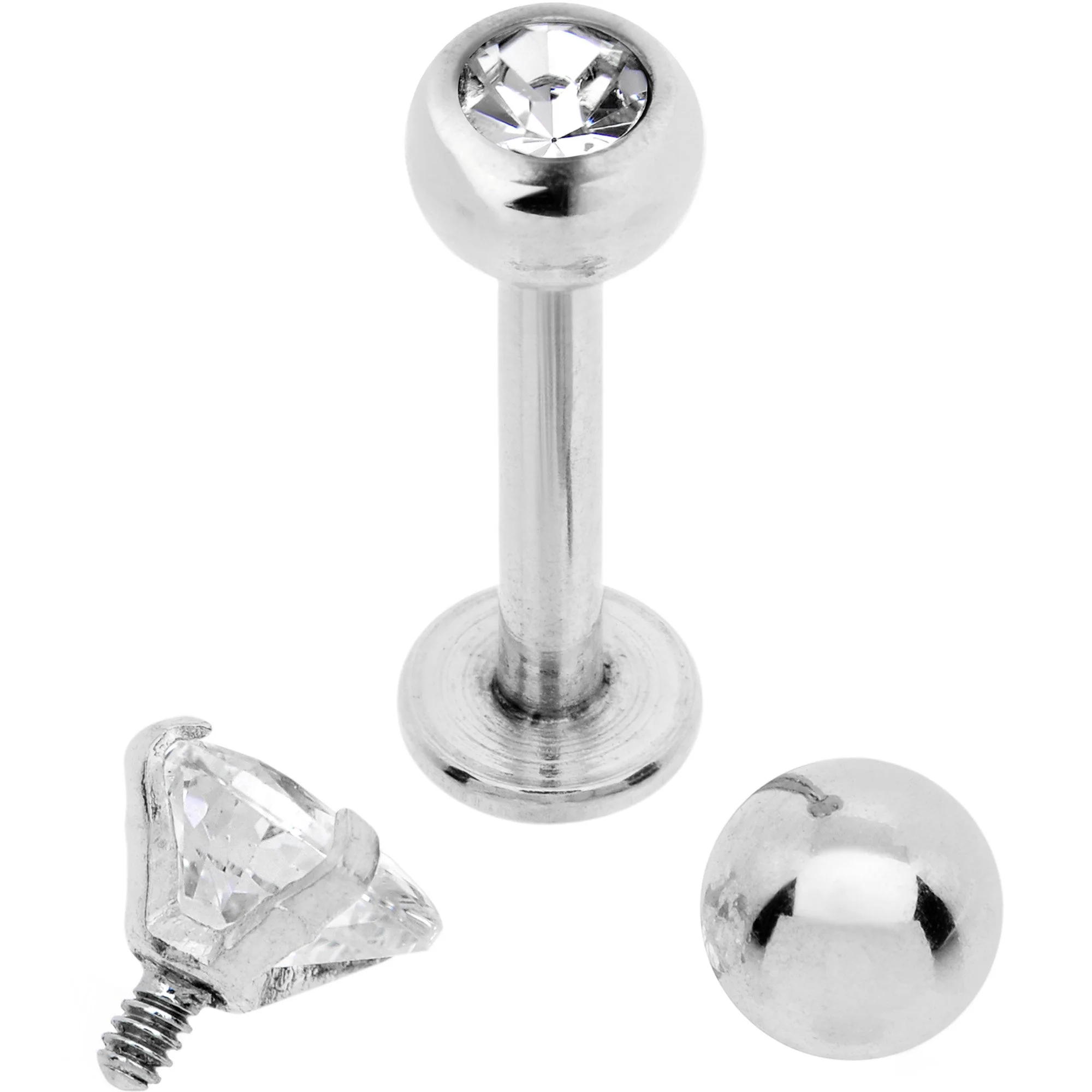 Clear CZ Heart Internally Threaded Labret Set of 3 Ends - Image 2