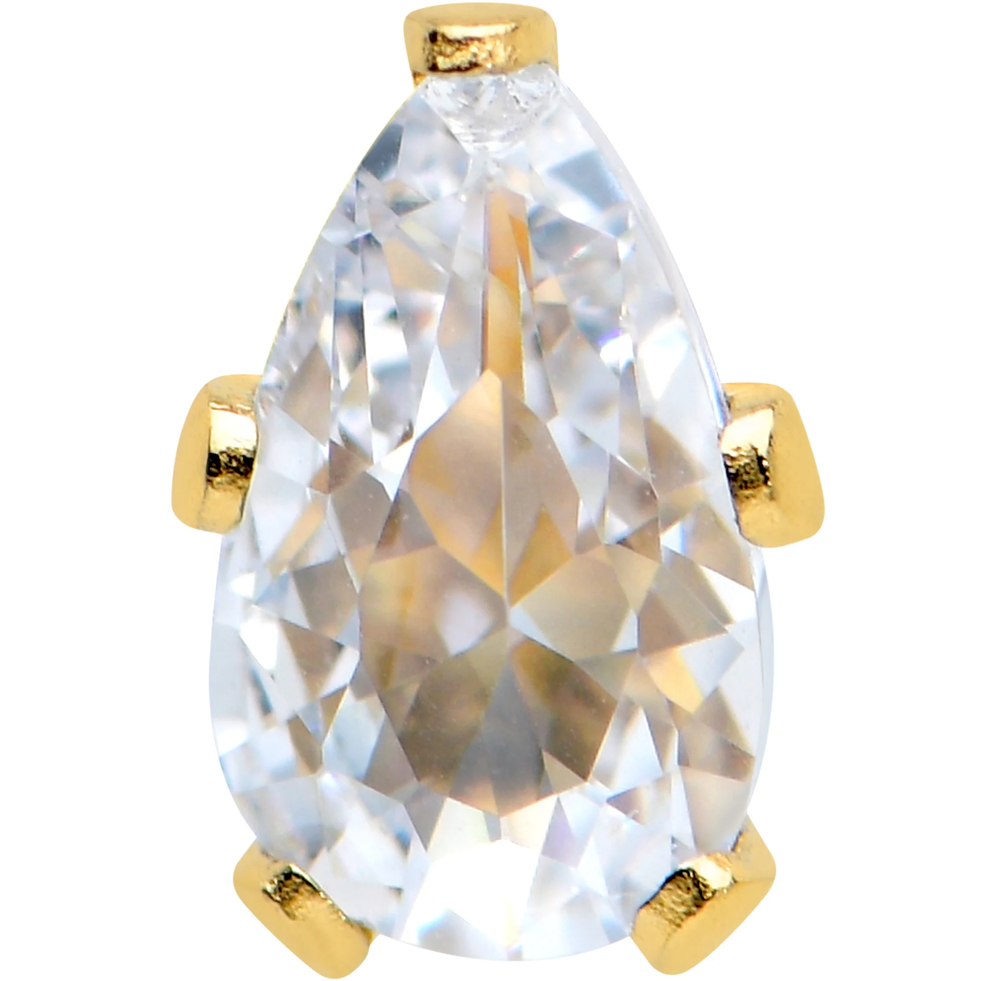 CZ Teardrop Clear Gold Tone Stainless Steel Stud Earrings 3mm to 7mm - Image 3