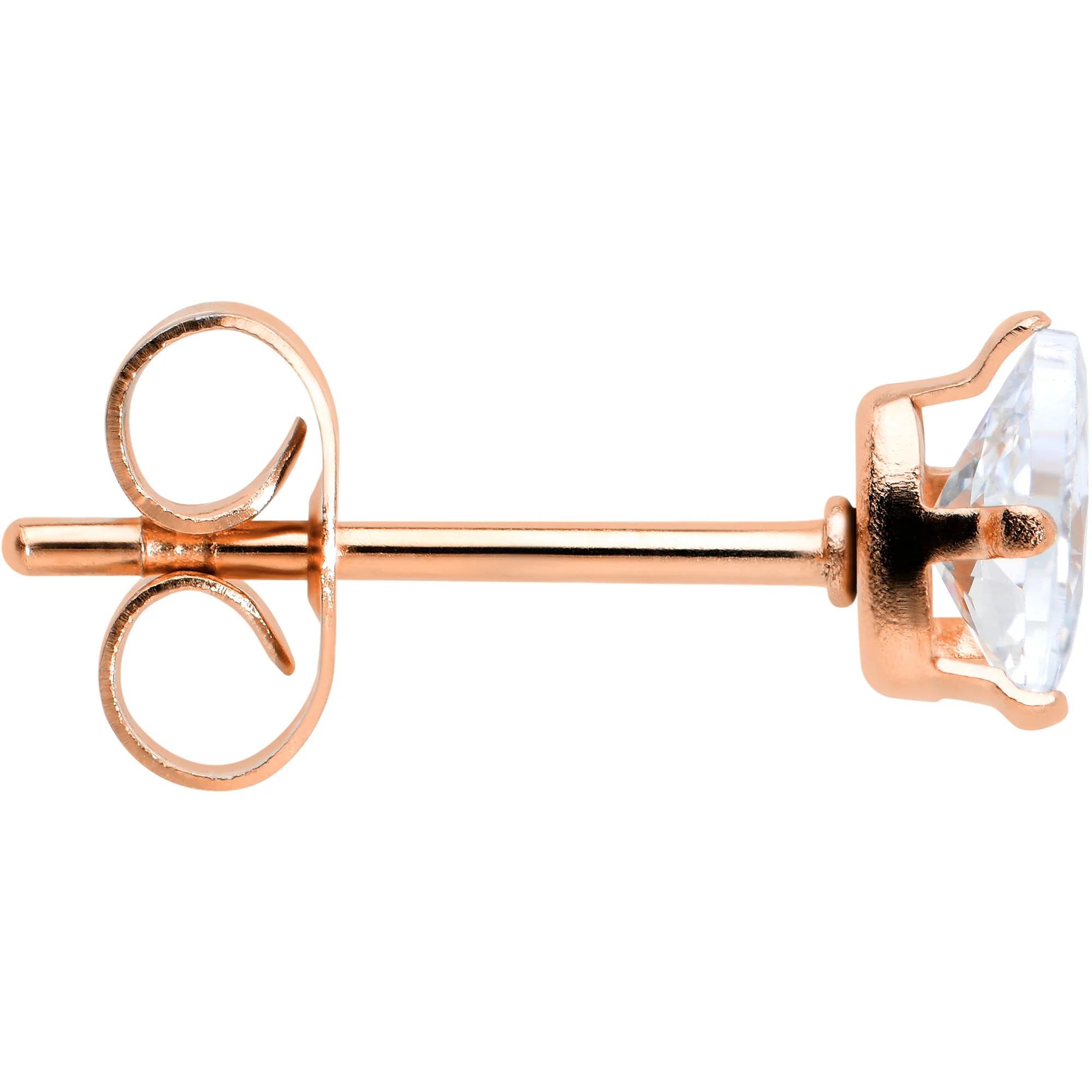 CZ Teardrop Clear Rose Gold Tone Stainless Steel Stud Earrings 3mm to 7mm - Image 4