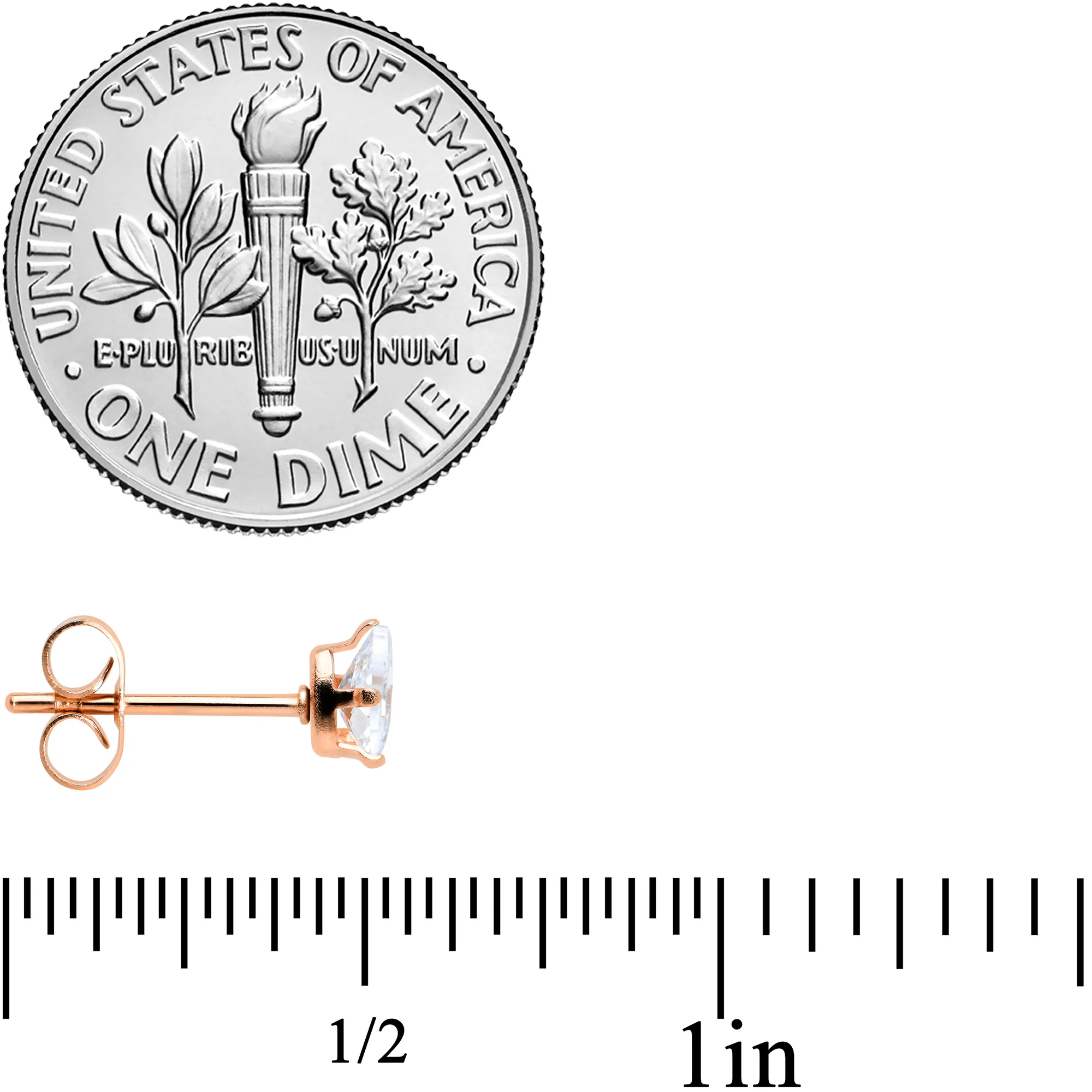 CZ Teardrop Clear Rose Gold Tone Stainless Steel Stud Earrings 3mm to 7mm - Image 5