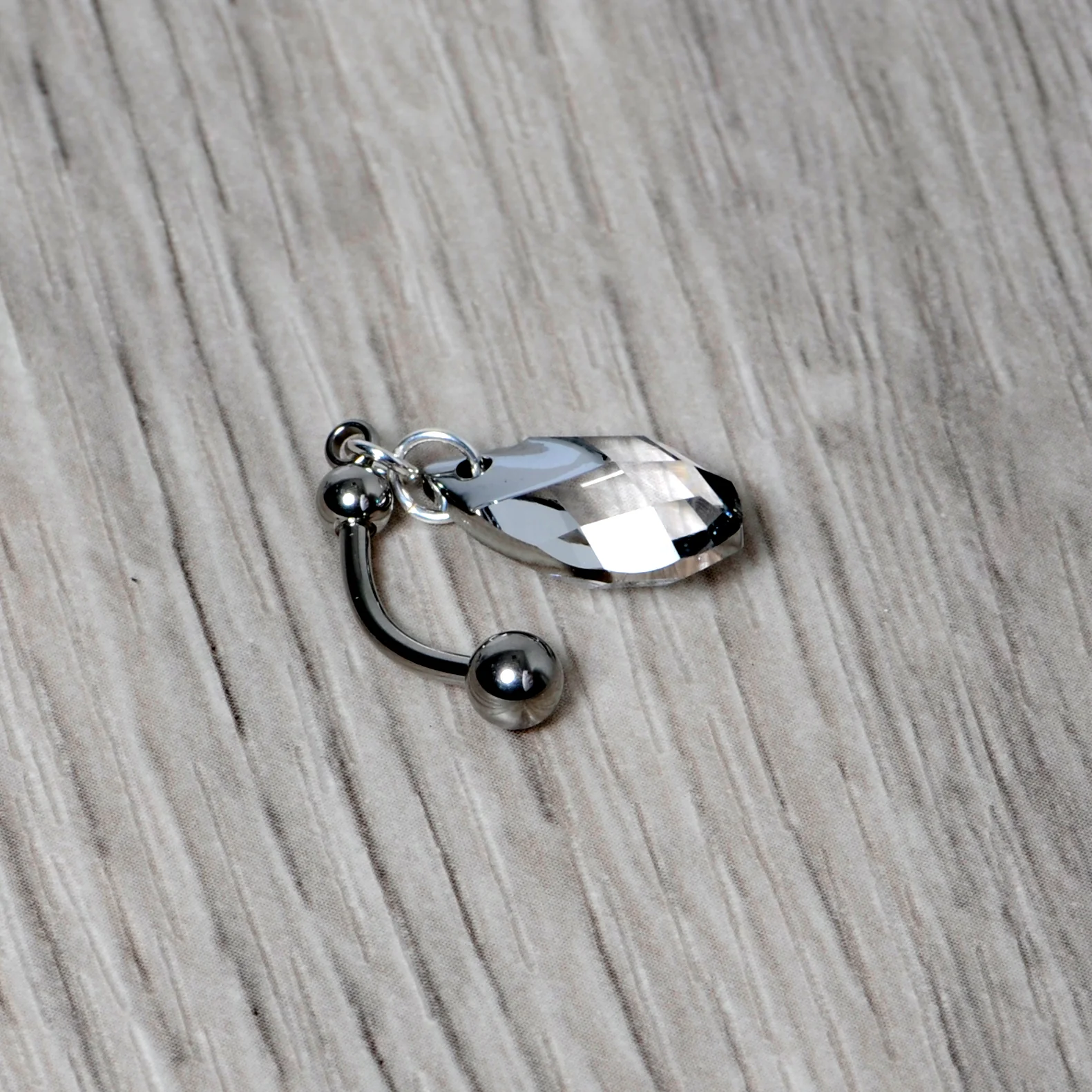 Clear Drop Reversible Belly Ring Created with Crystals - Image 4