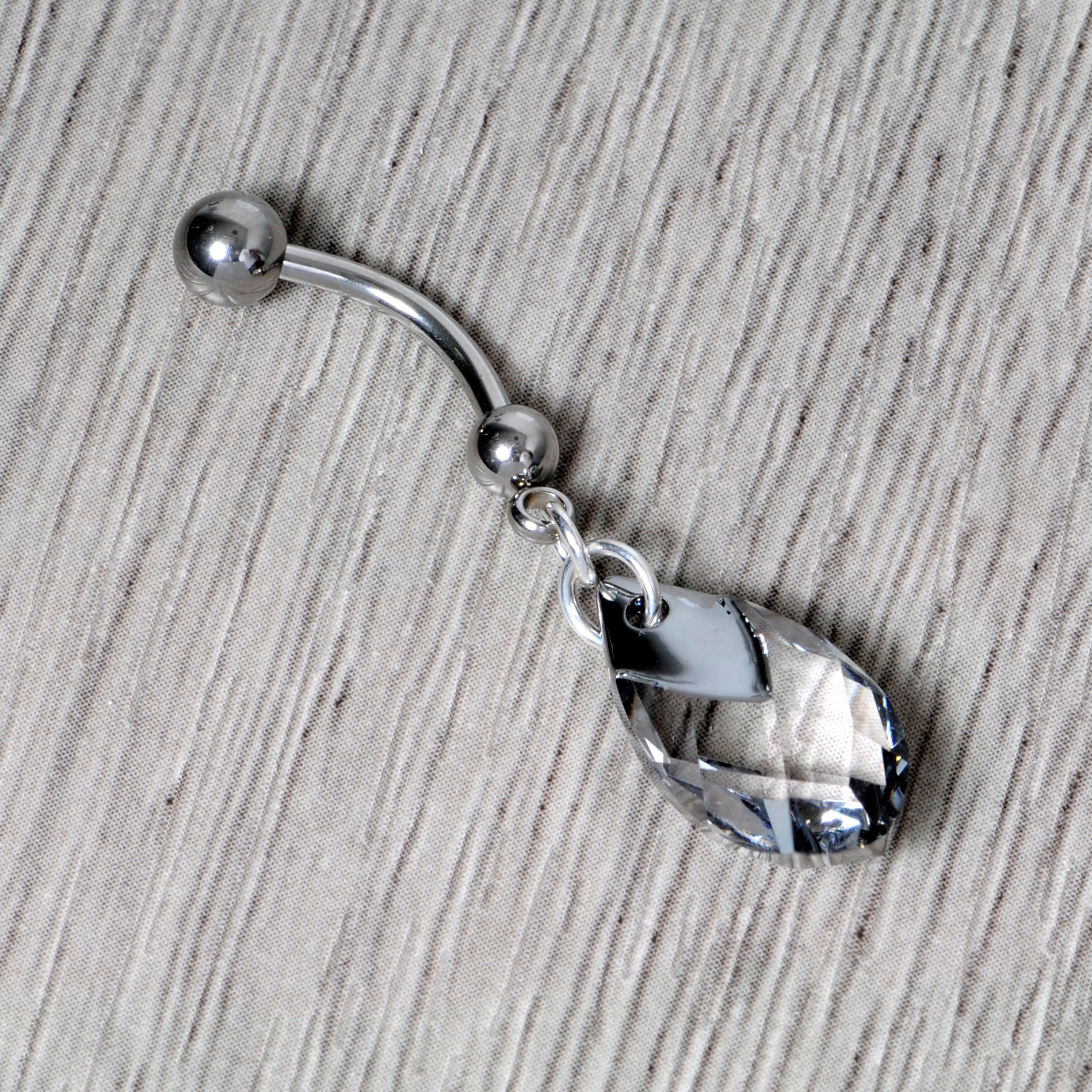 Clear Drop Reversible Belly Ring Created with Crystals - Image 5