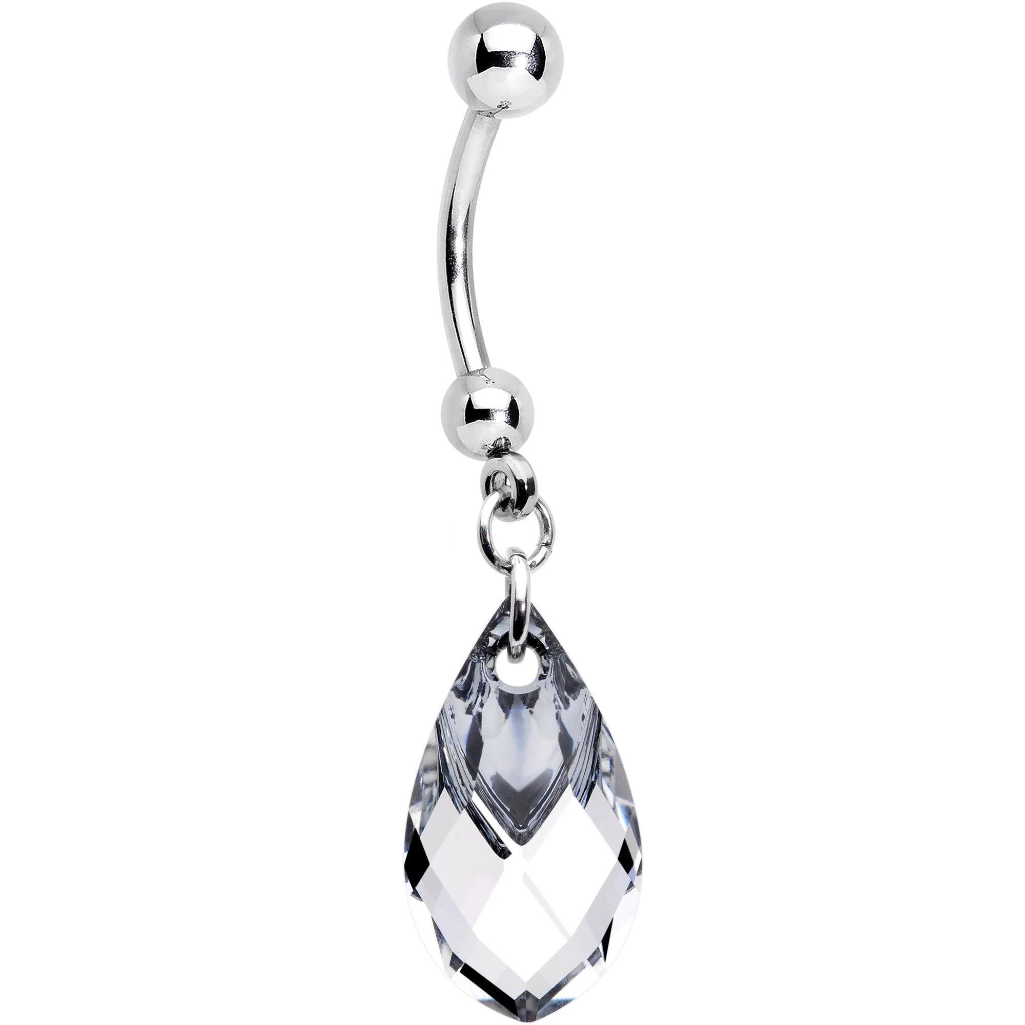 Clear Drop Reversible Belly Ring Created with Crystals - Image 6