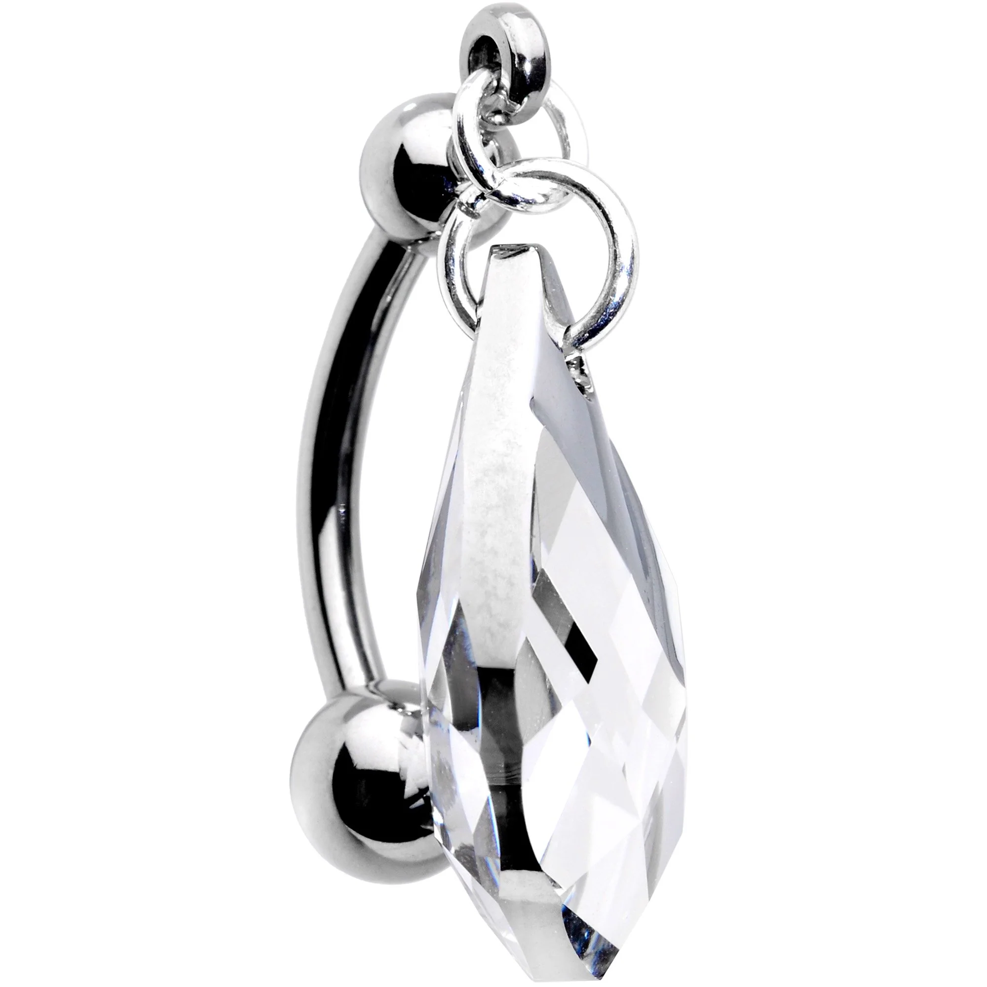 Clear Drop Reversible Belly Ring Created with Crystals - Image 7