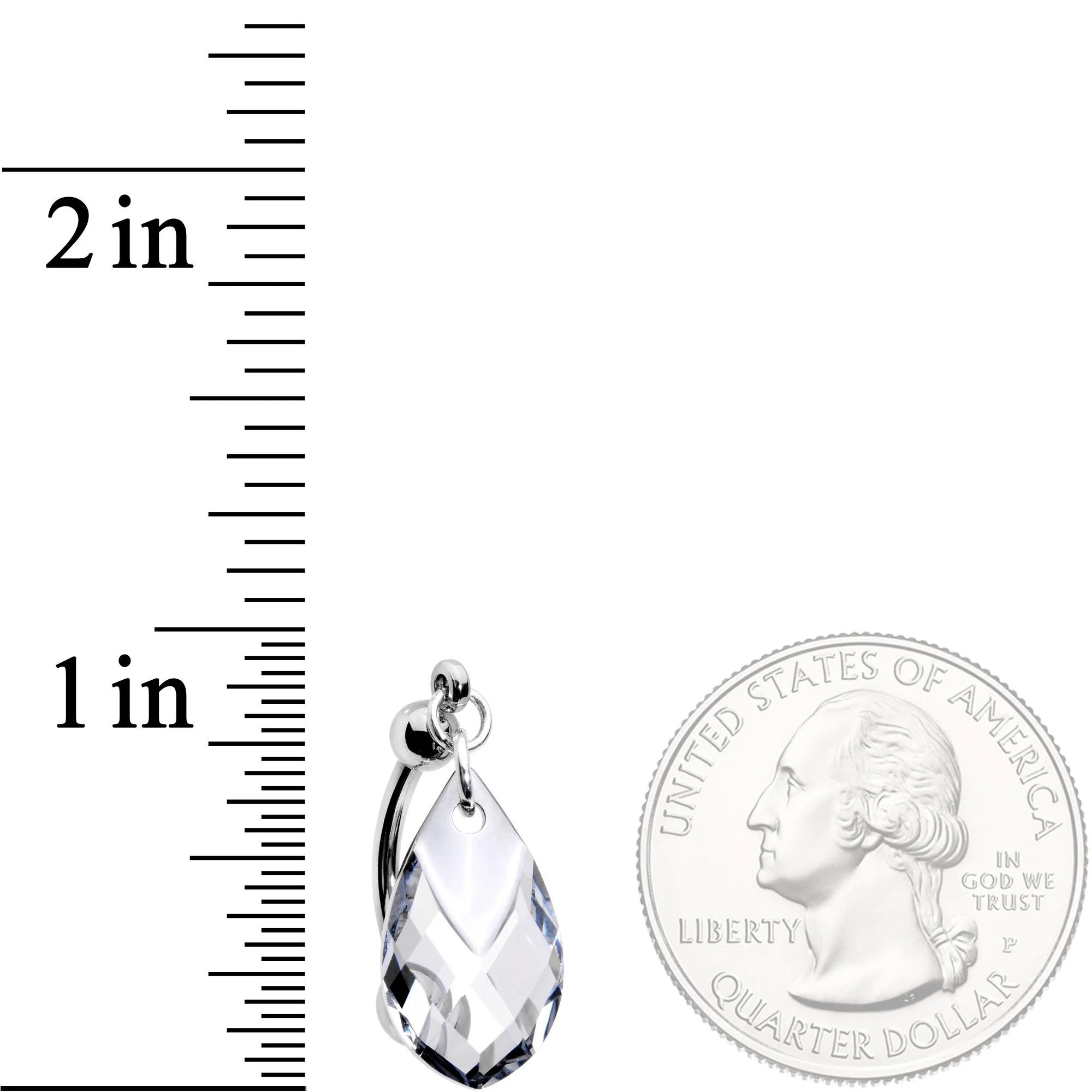 Clear Drop Reversible Belly Ring Created with Crystals - Image 8