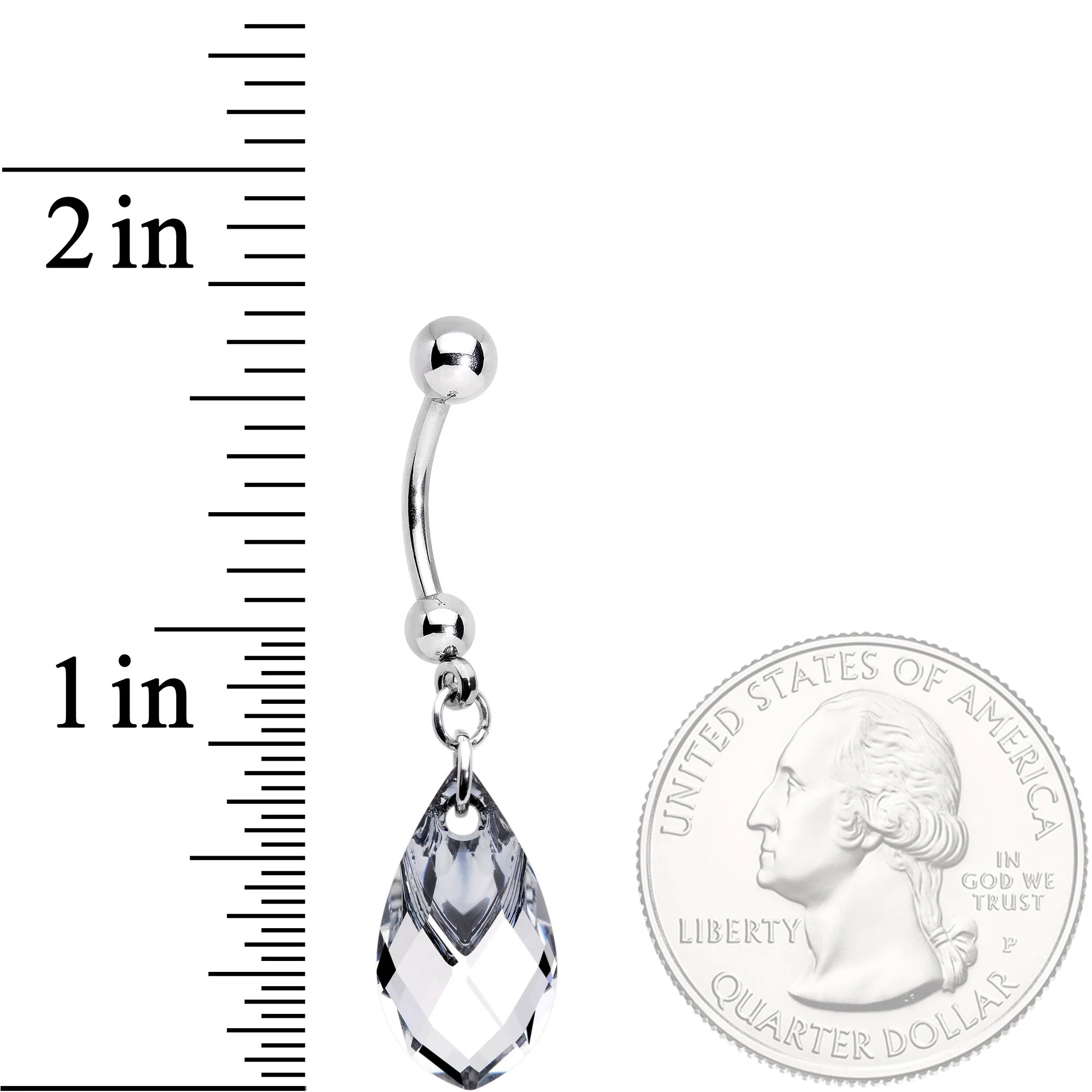 Clear Drop Reversible Belly Ring Created with Crystals - Image 9