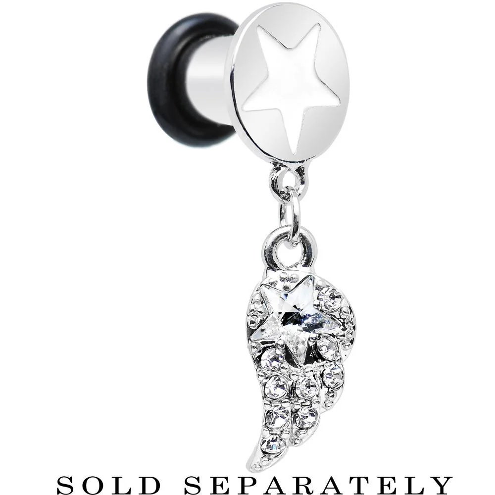 Clear Gem Angel Wing and White Star Single Flare Dangle Plug Sizes 5mm to 14mm - Image 6