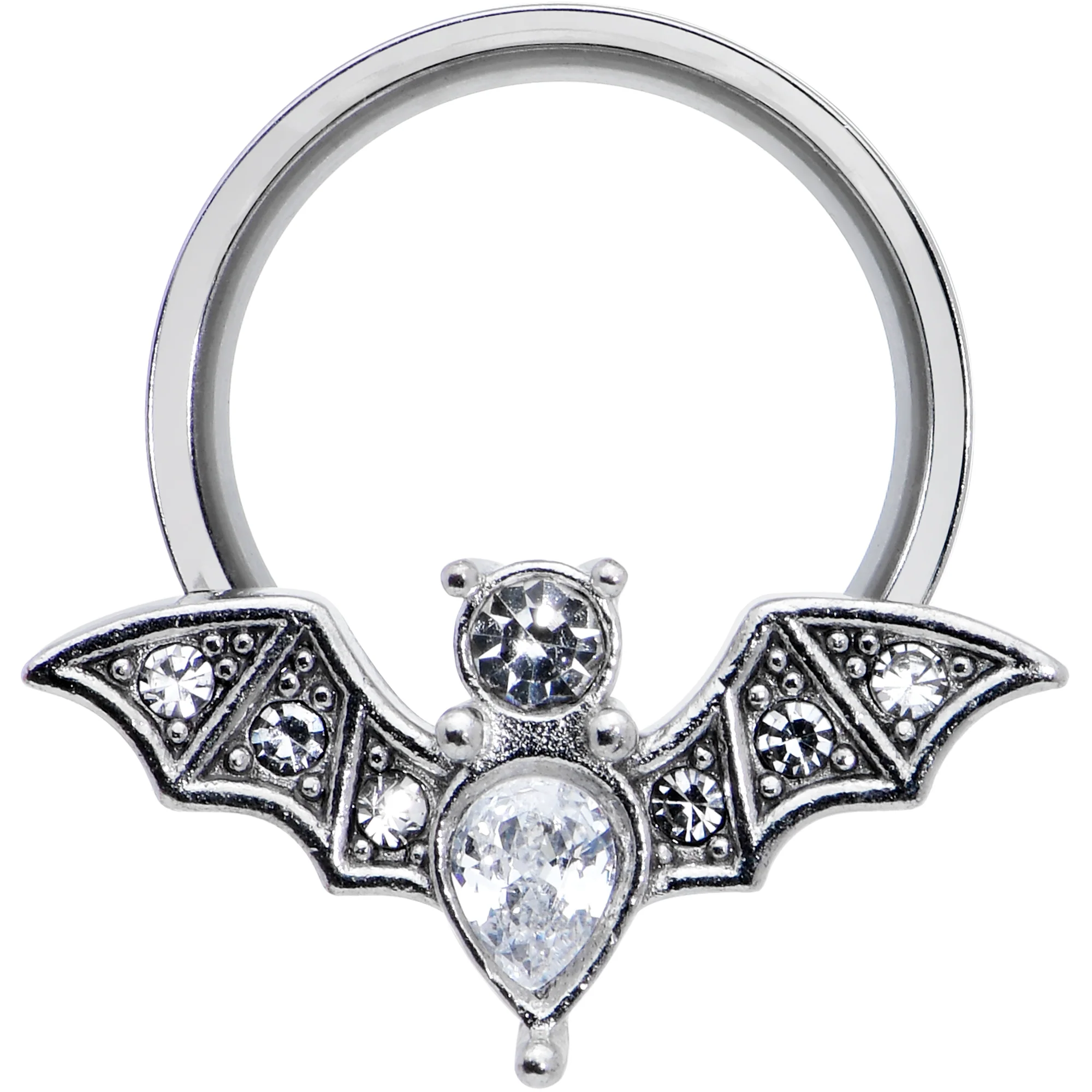 Clear Gem Bat Halloween Double Flare Tunnel Plug Set - Image 3