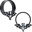 Clear Gem Black Bat Halloween Double Flare Tunnel Plug Set - Image 17