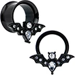 Clear Gem Black Bat Halloween Double Flare Tunnel Plug Set - Image 9
