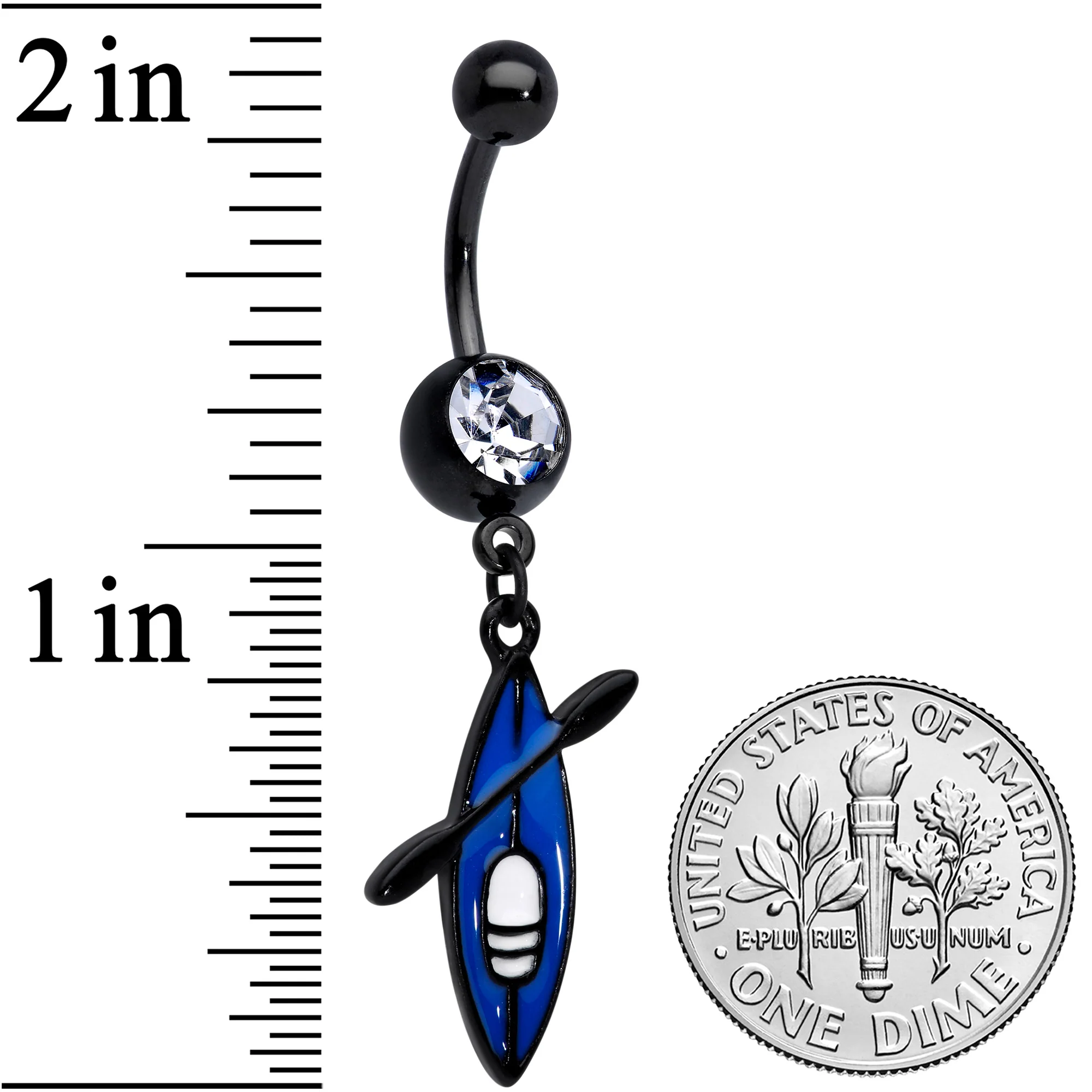 Clear Gem Black Blue Summer Kayak Boat Dangle Belly Ring - Image 2