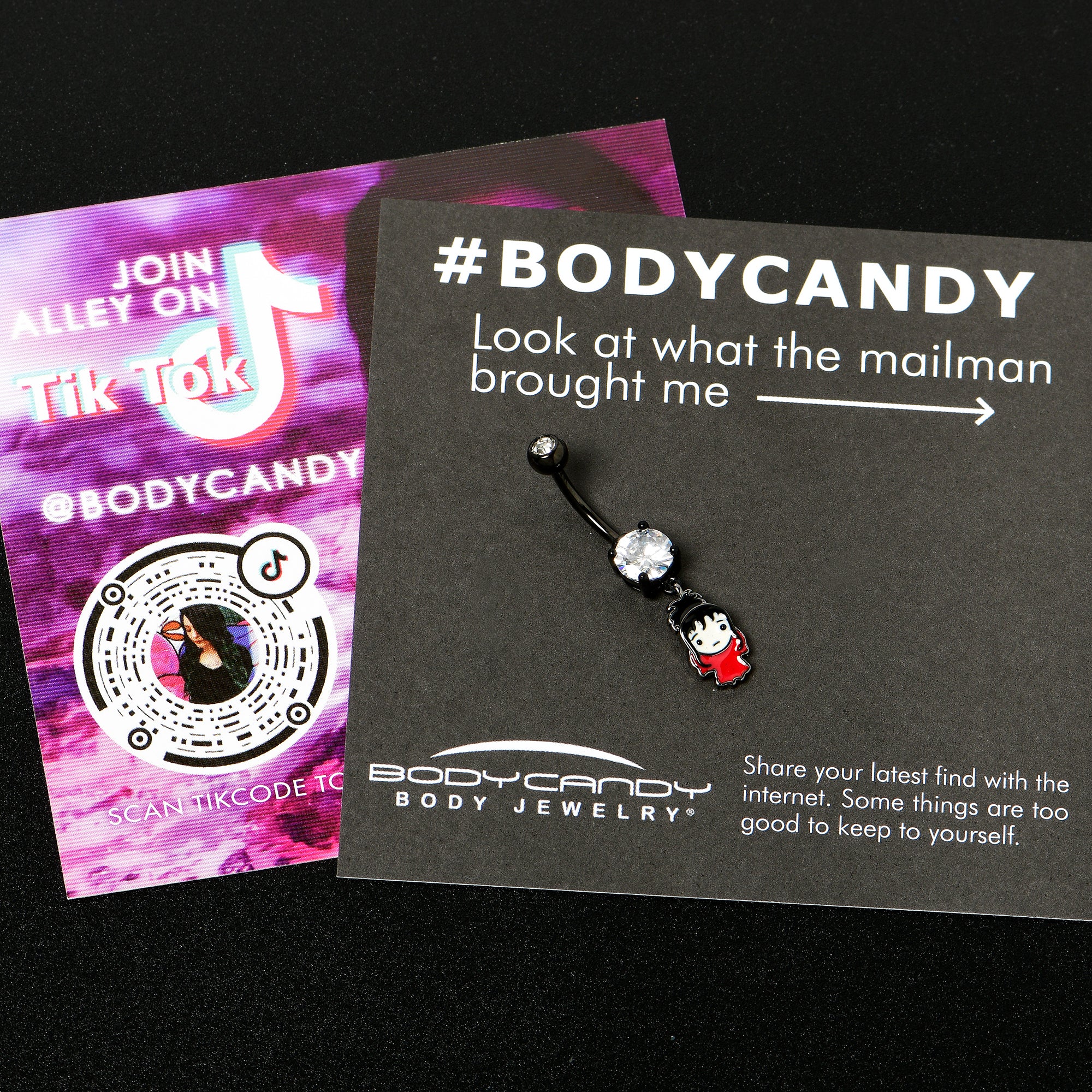 Clear Gem Black Officially Licensed Beetlejuice Lydia Dangle Belly Ring - Image 4