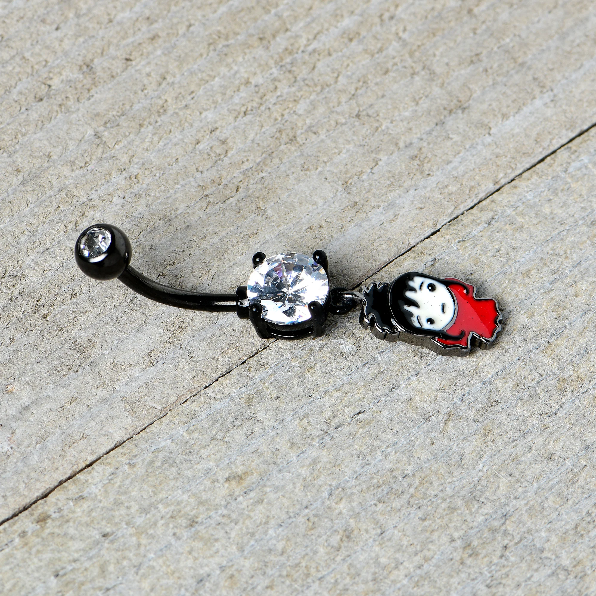 Clear Gem Black Officially Licensed Beetlejuice Lydia Dangle Belly Ring - Image 7
