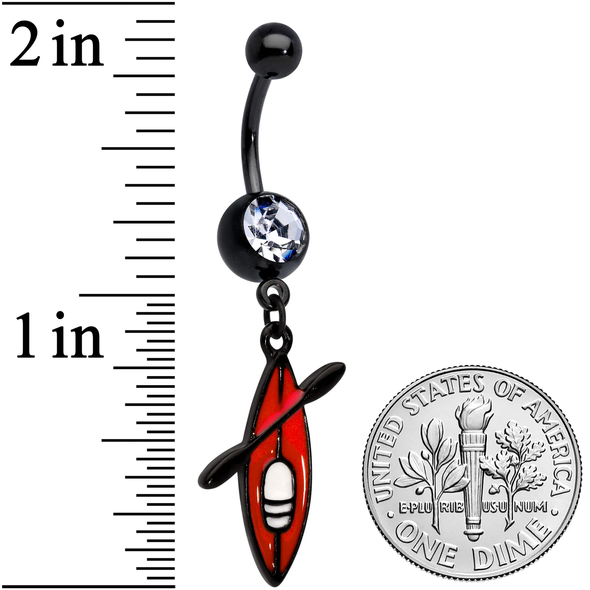Clear Gem Black Red Summer Kayak Boat Dangle Belly Ring - Image 2