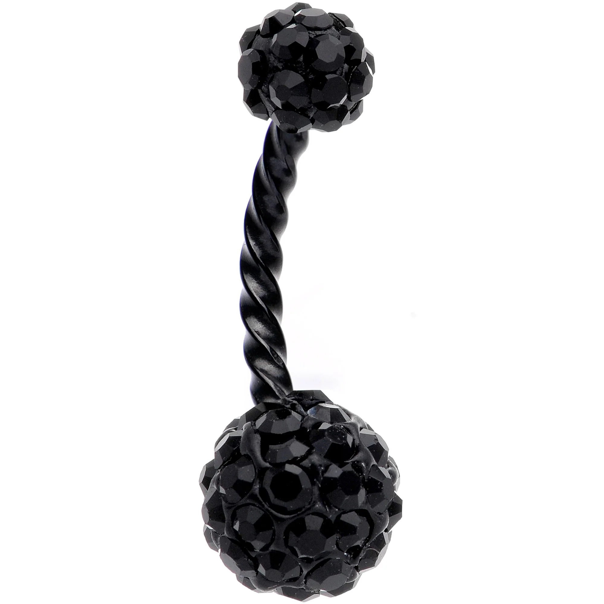 Clear Gem Black Thoroughly Twisted Belly Ring Set of 4 - Image 2