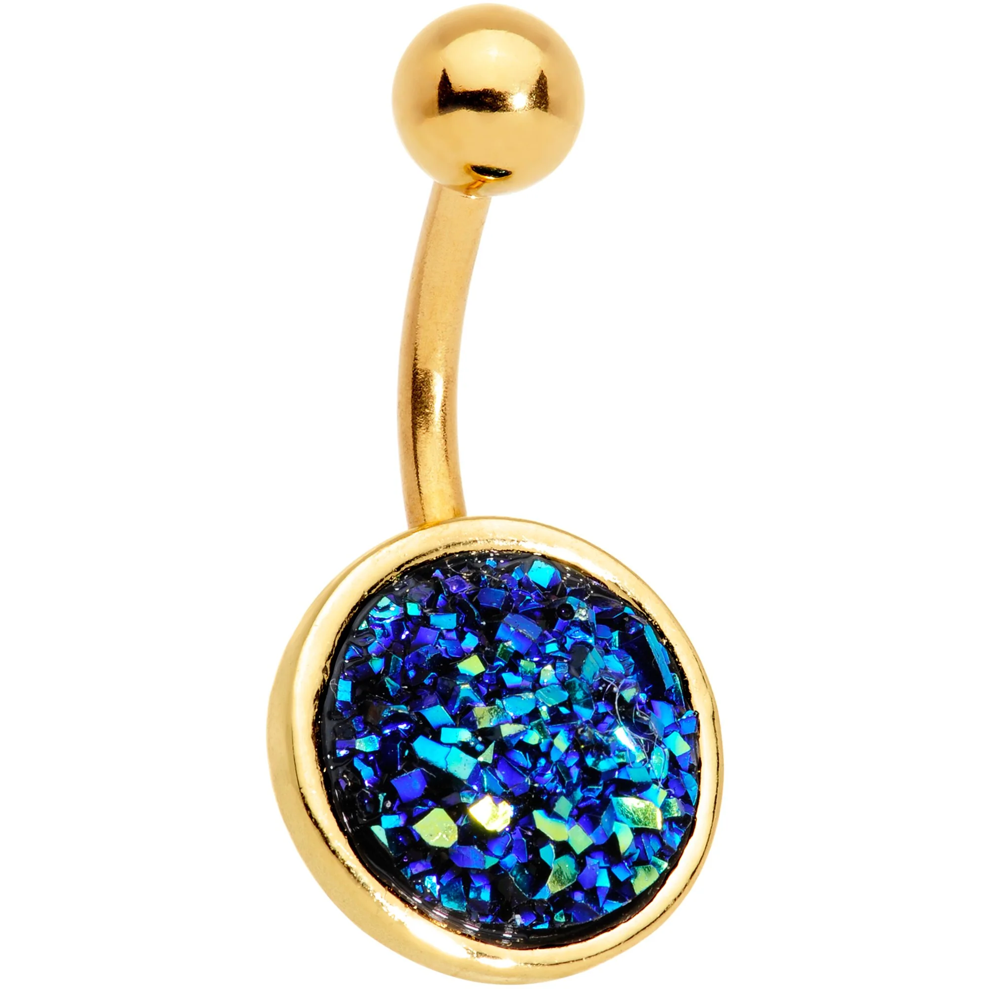 Clear Gem Blue Faux Druzy Gold Tone Belly Ring Set of 4 - Image 2