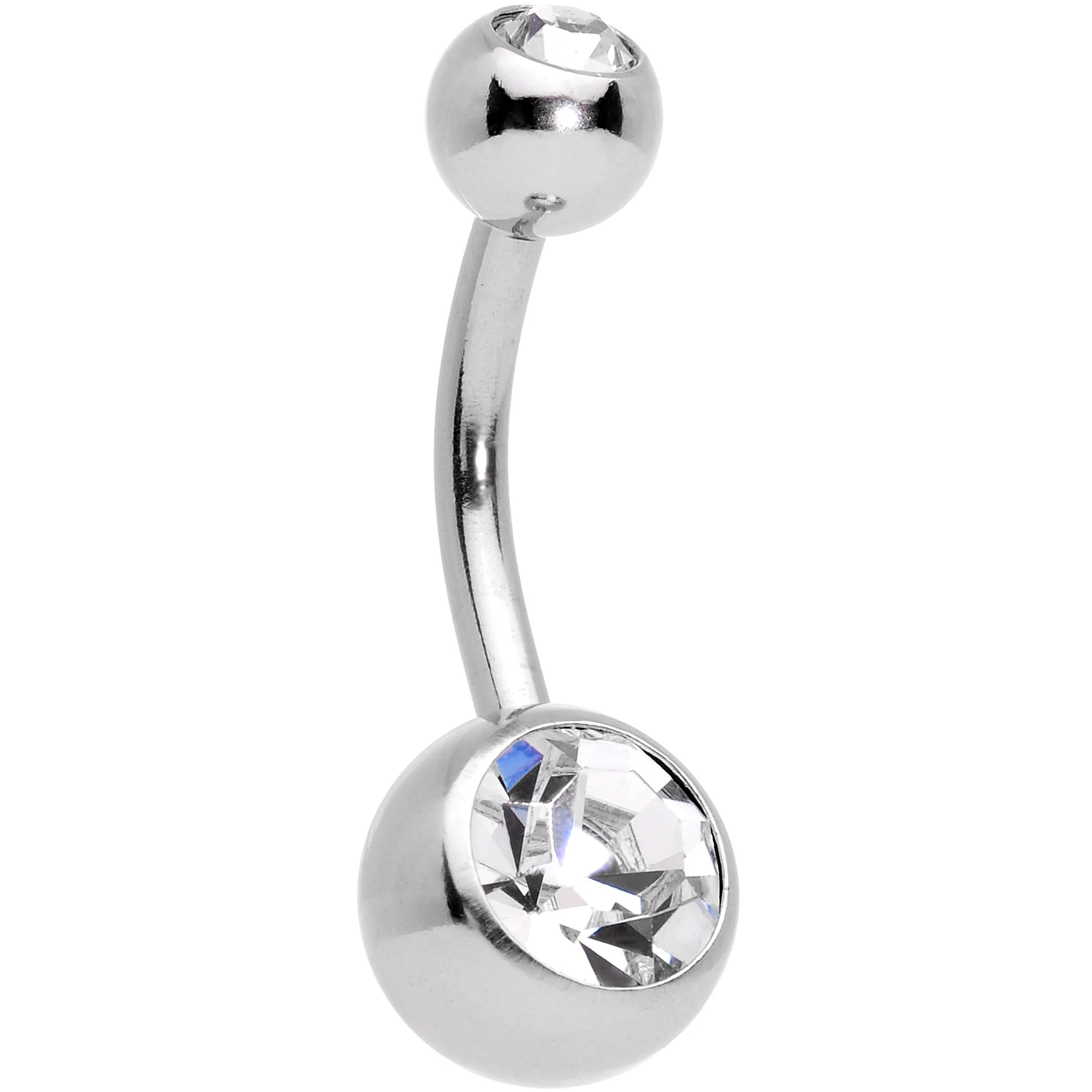 Clear Gem Blue Faux Druzy Gold Tone Belly Ring Set of 4 - Image 3