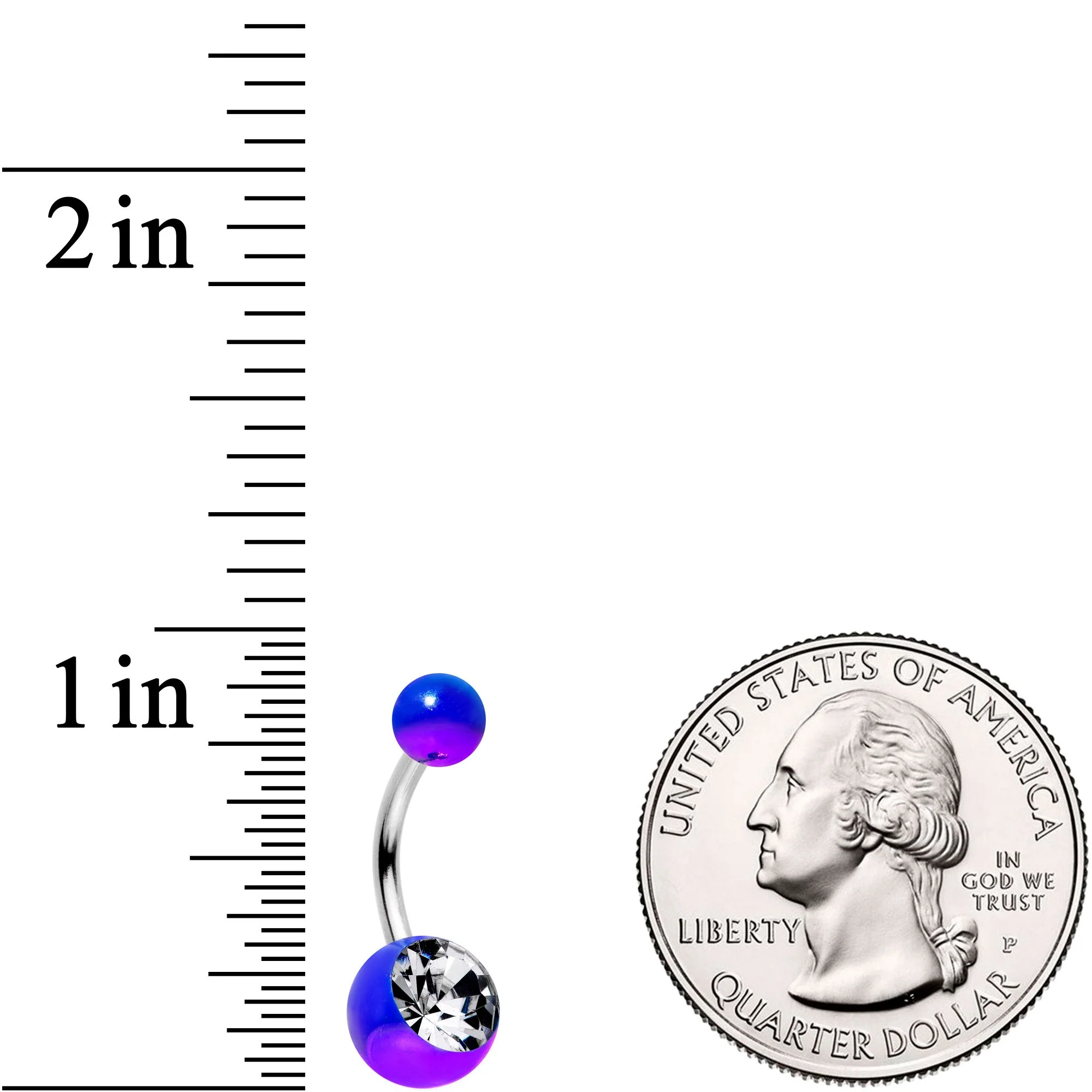 Clear Gem Blue Purple Pearlescent Acrylic Galactic Rainbow Belly Ring - Image 3