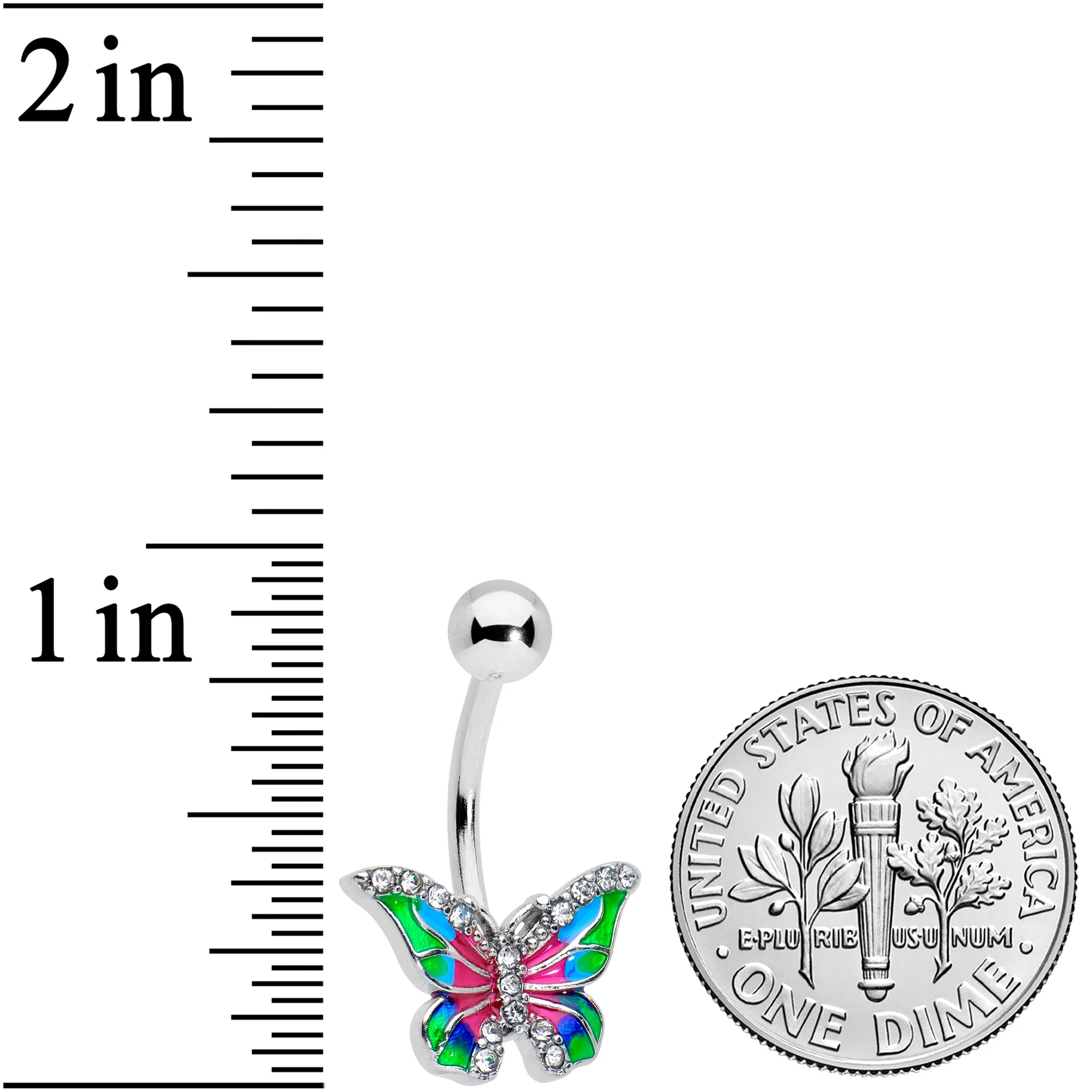 Clear Gem Bright Beauty Butterfly Belly Ring - Image 2