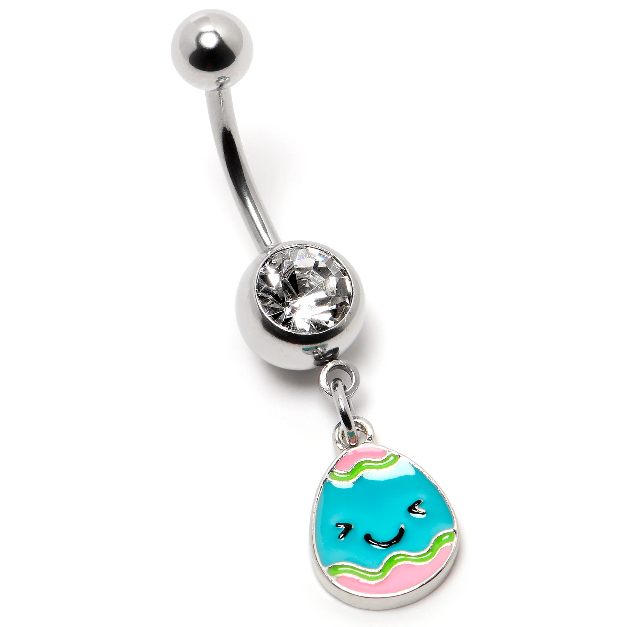 Clear Gem Celebration Easter Egg Dangle Belly Ring - Image 5