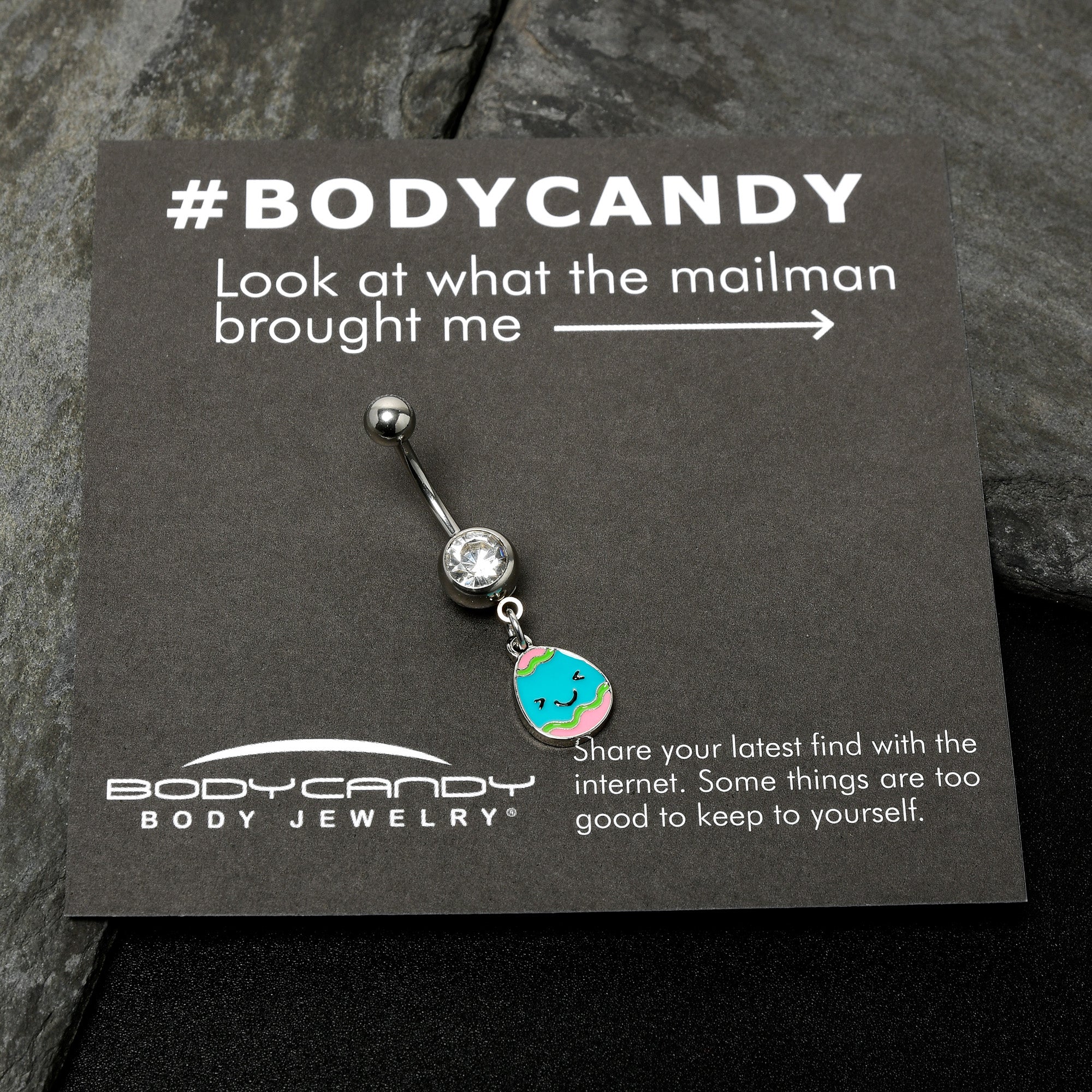 Clear Gem Celebration Easter Egg Dangle Belly Ring - Image 8