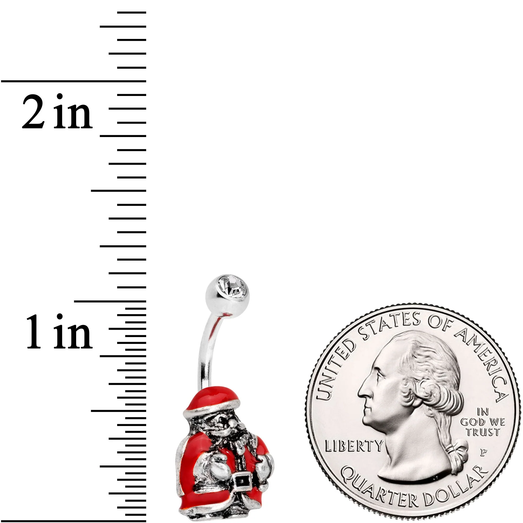 Clear Gem Christmastime Little Santa Claus Belly Ring - Image 2