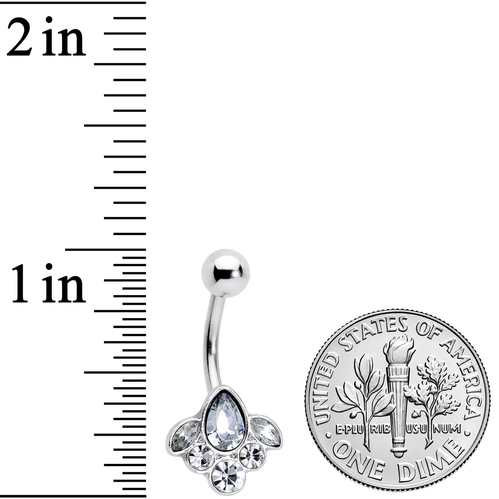 Clear Gem Classic Cluster Belly Ring - Image 2