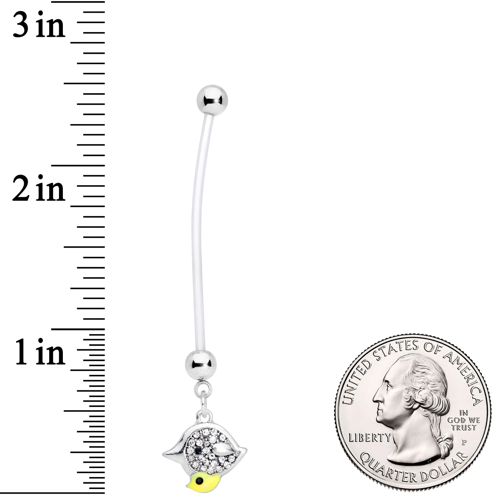 Clear Gem Clear Bioplast Mom Bird Dangle Pregnancy Belly Ring - Image 2