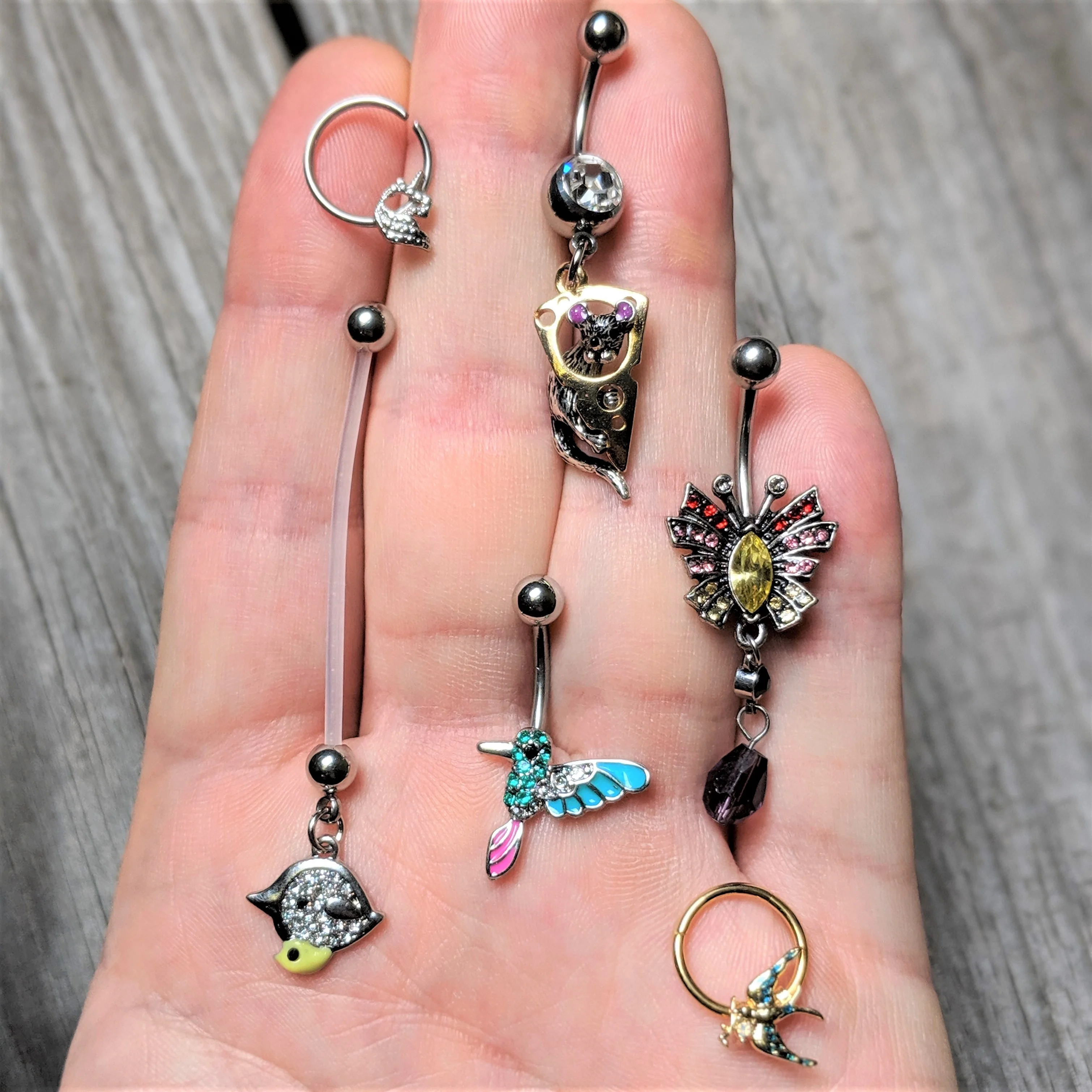 Clear Gem Clear Bioplast Mom Bird Dangle Pregnancy Belly Ring - Image 3