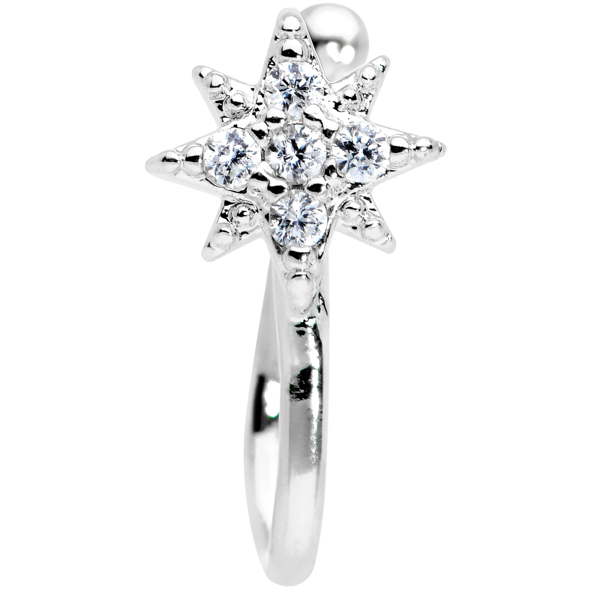 Clear Gem Compass Star Clip On Fake Nose Ring - Image 2