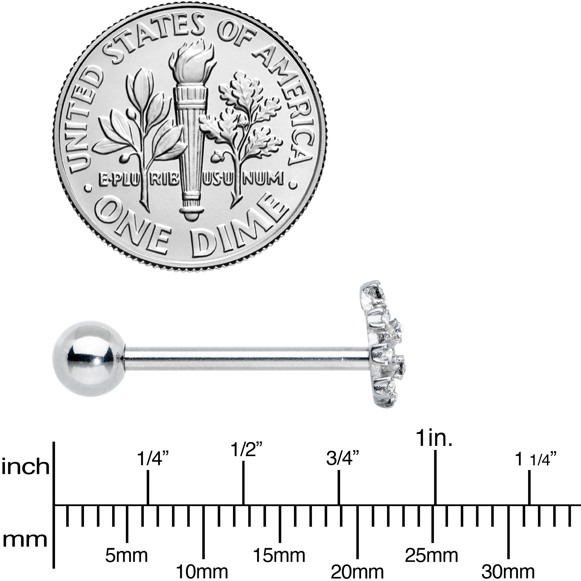 Clear Gem Constellation Barbell Tongue Ring - Image 4
