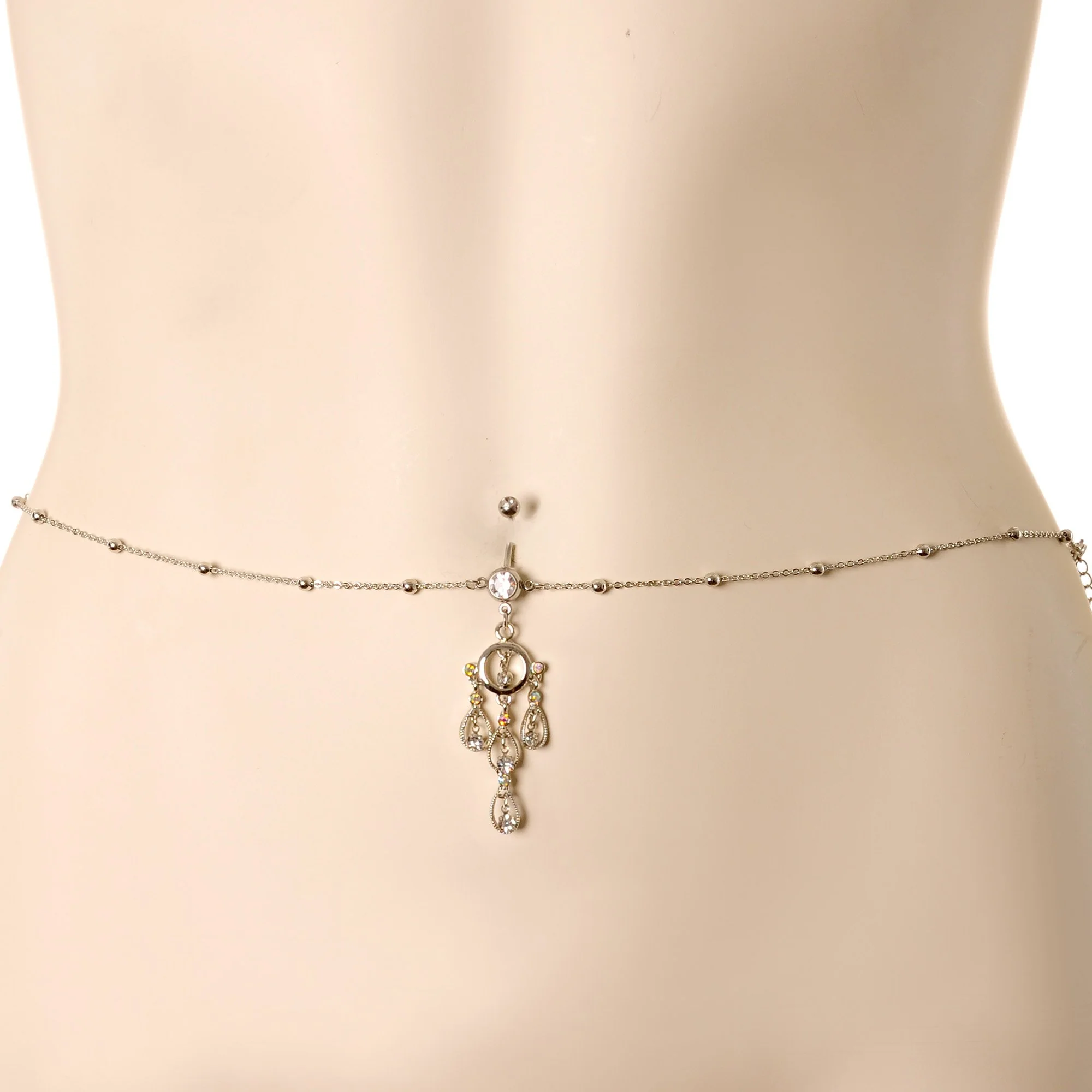 Clear Gem Dancing Queen Chandelier Dangle Belly Ring Belly Chain - Image 3