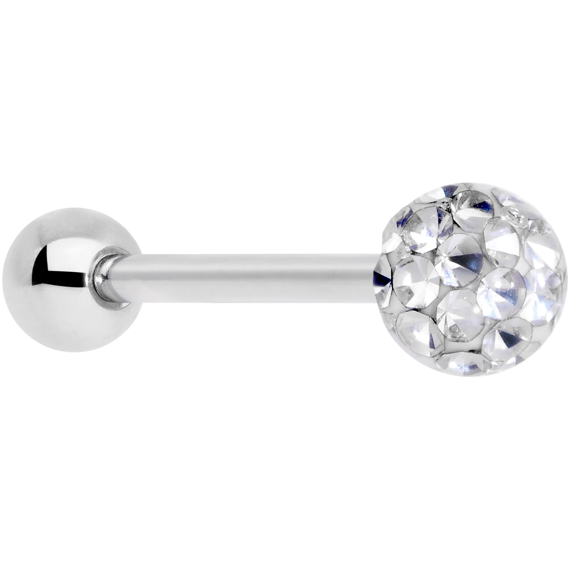Clear Gem Disco Ball Internally Threaded Barbell Tongue Ring - Image 2