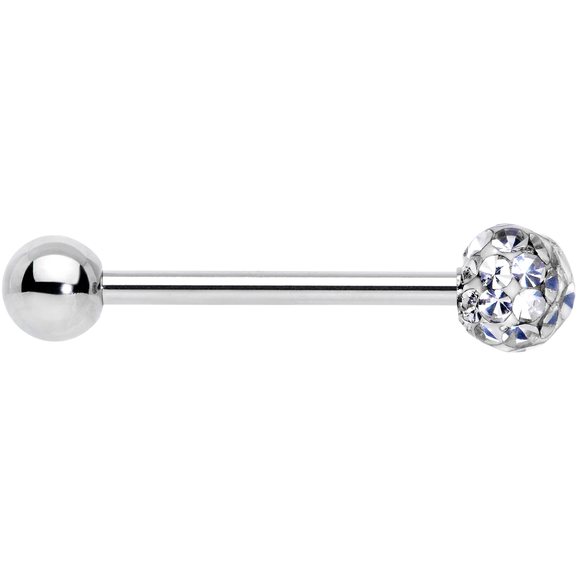Clear Gem Disco Ball Internally Threaded Barbell Tongue Ring - Image 3