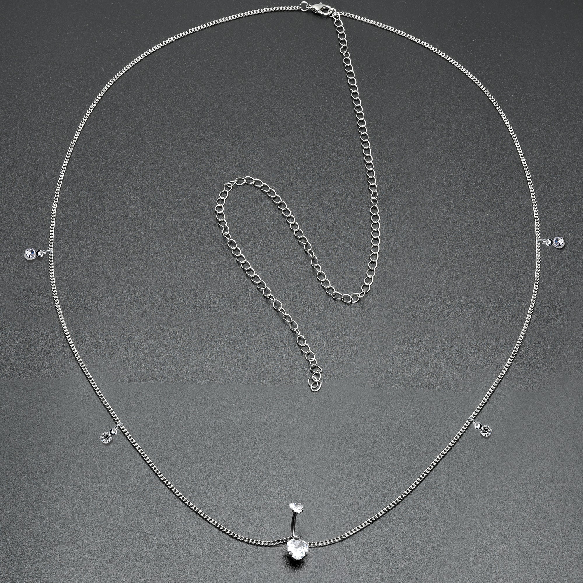Clear Gem Double Heart Double Mount Belly Ring Belly Chain - Image 8