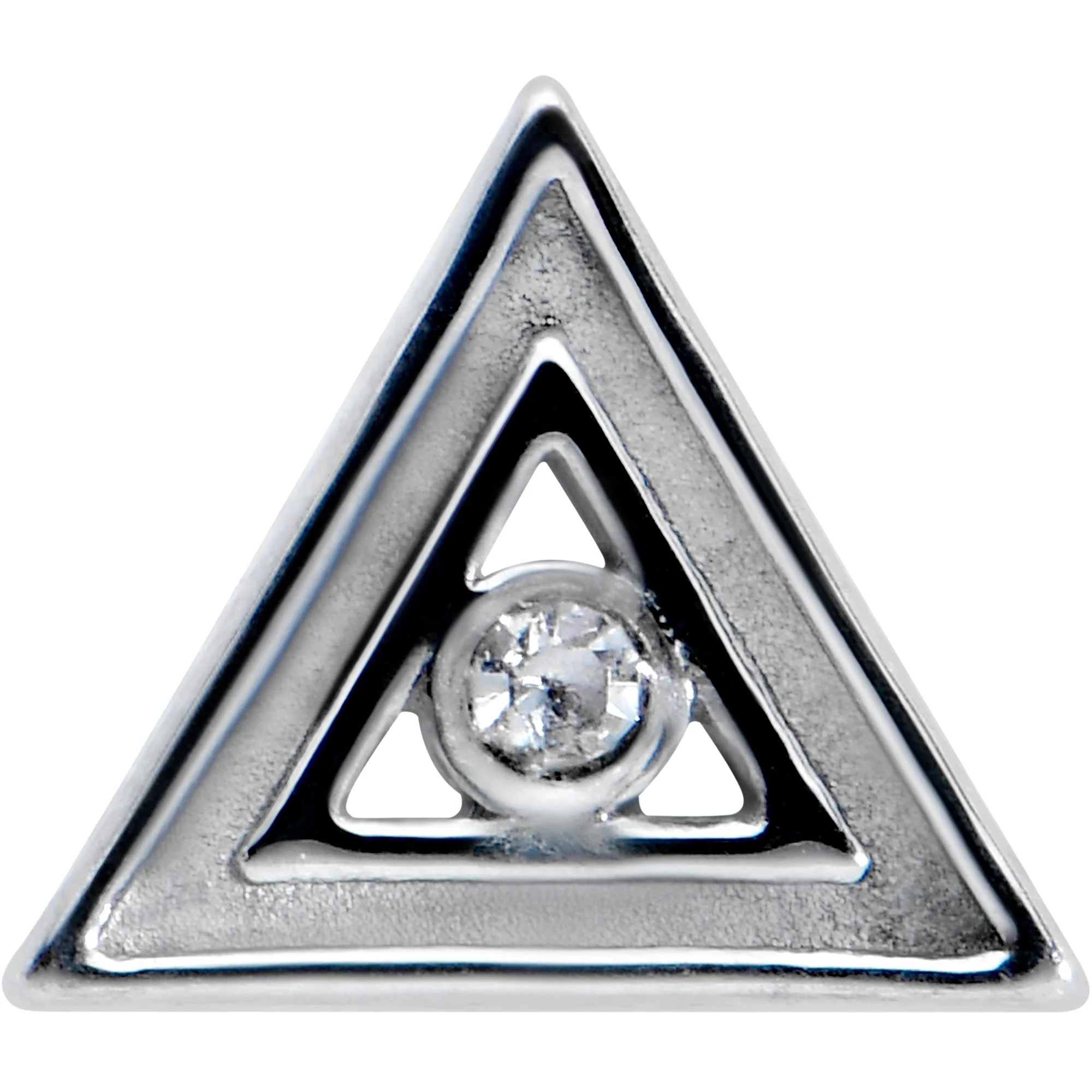 Clear Gem Double Triangle Barbell Tongue Ring - Image 2