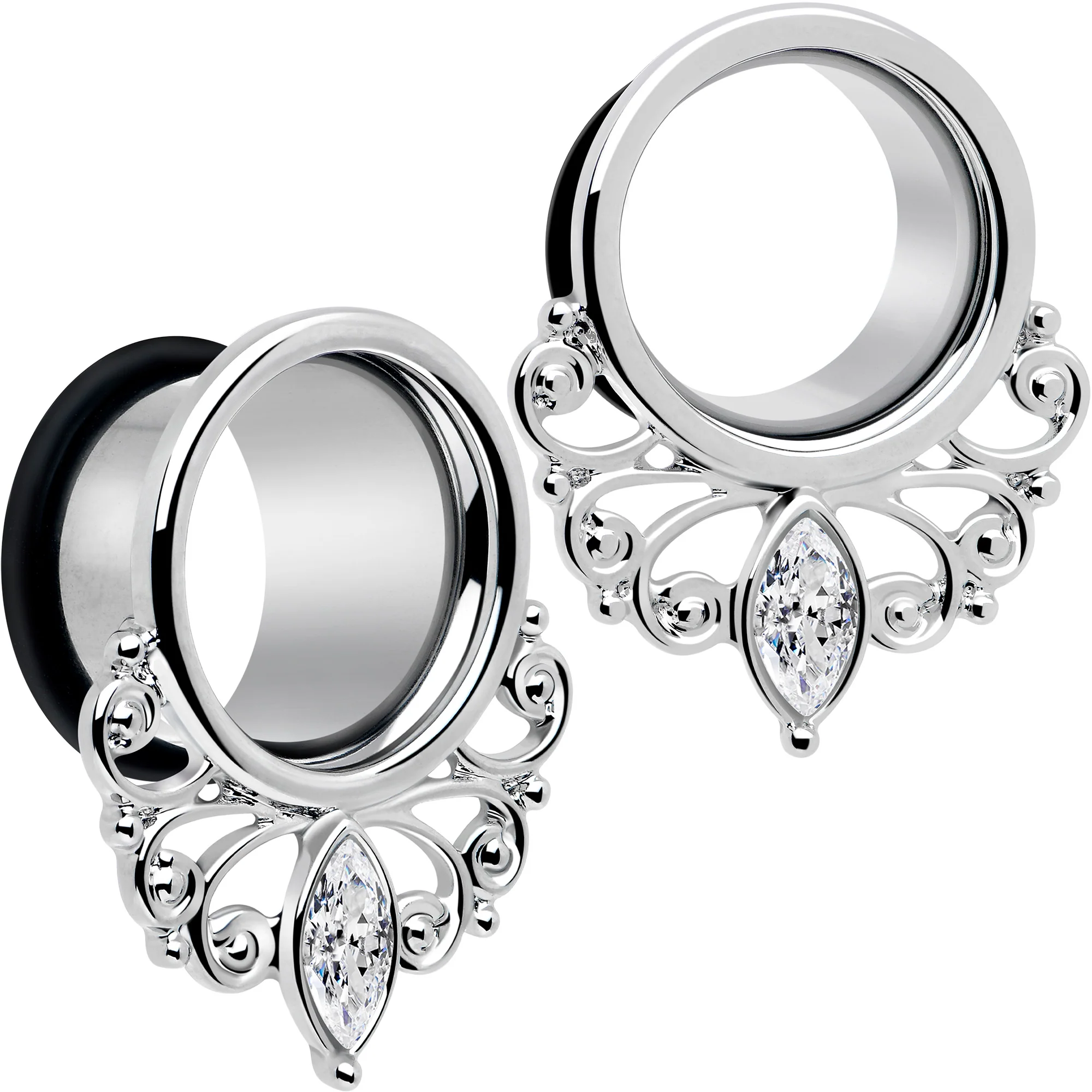 Clear Gem Drop Filigree Single Flare Tunnel Plug Set 6mm to 16mm - Image 10