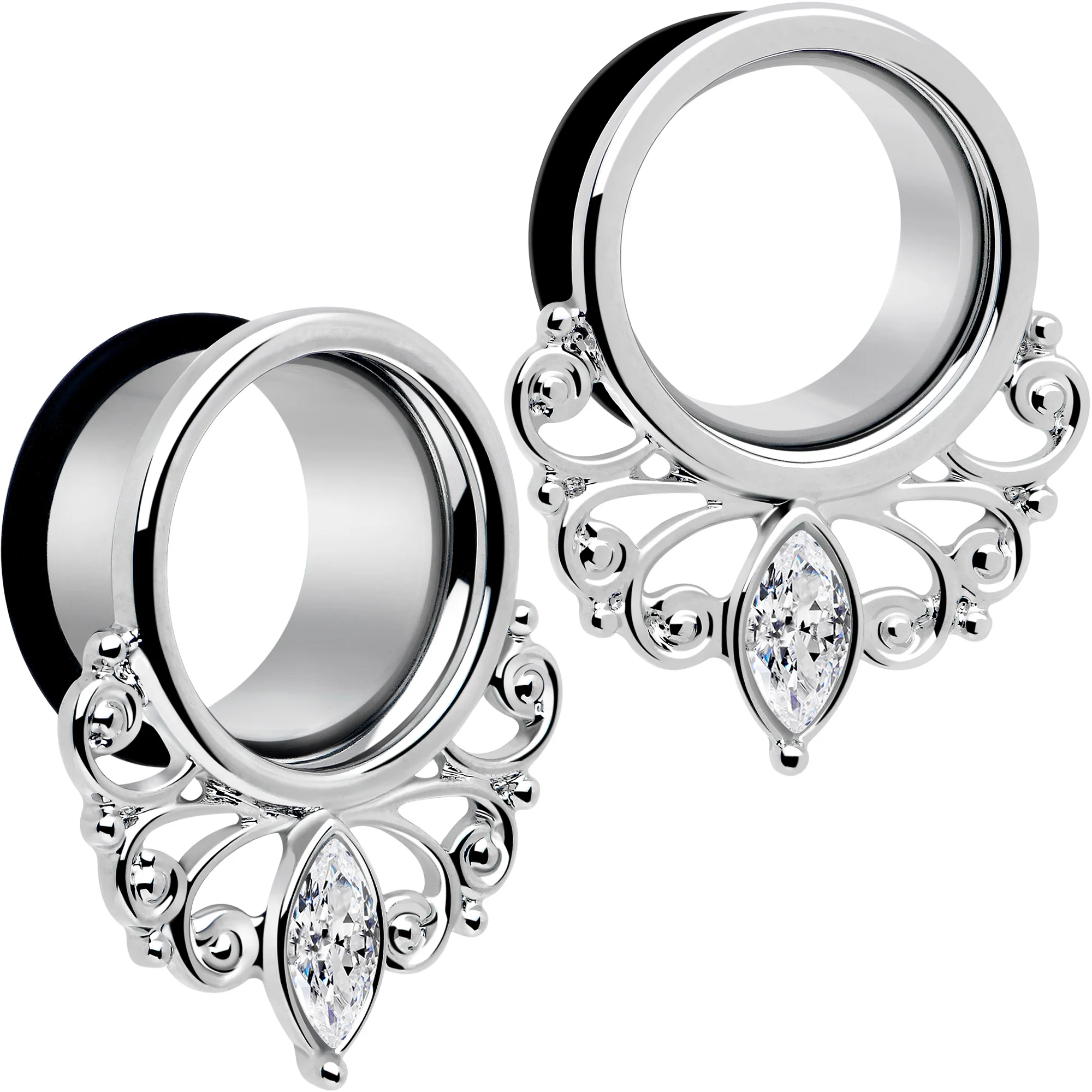 Clear Gem Drop Filigree Single Flare Tunnel Plug Set 6mm to 16mm - Image 11